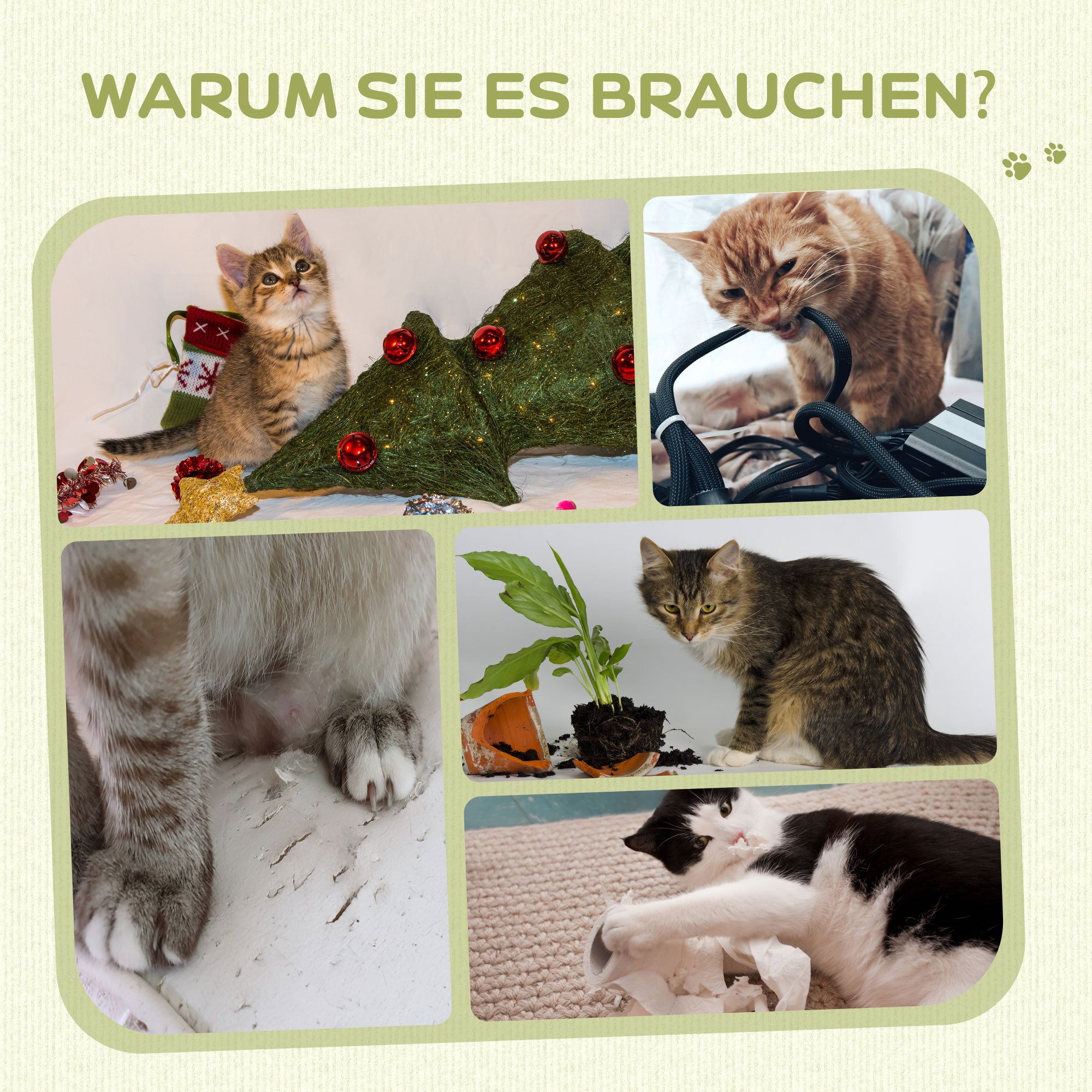 PawHut Kratzbaum mit Spielzeug, inkl. 2 Bälle. weicher Plüsch, 34 cm x 25,5 cm x 58 cm, Cremeweiß