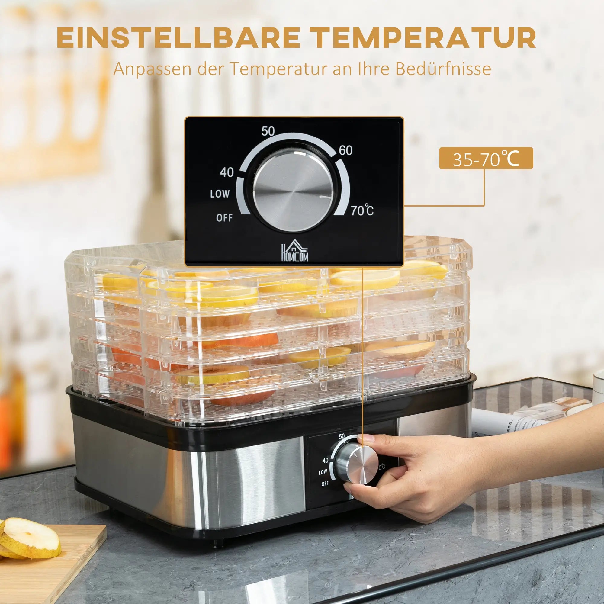 HOMCOM Dörrautomat 5 Etagen einstellbare Temperatur Edelstahl