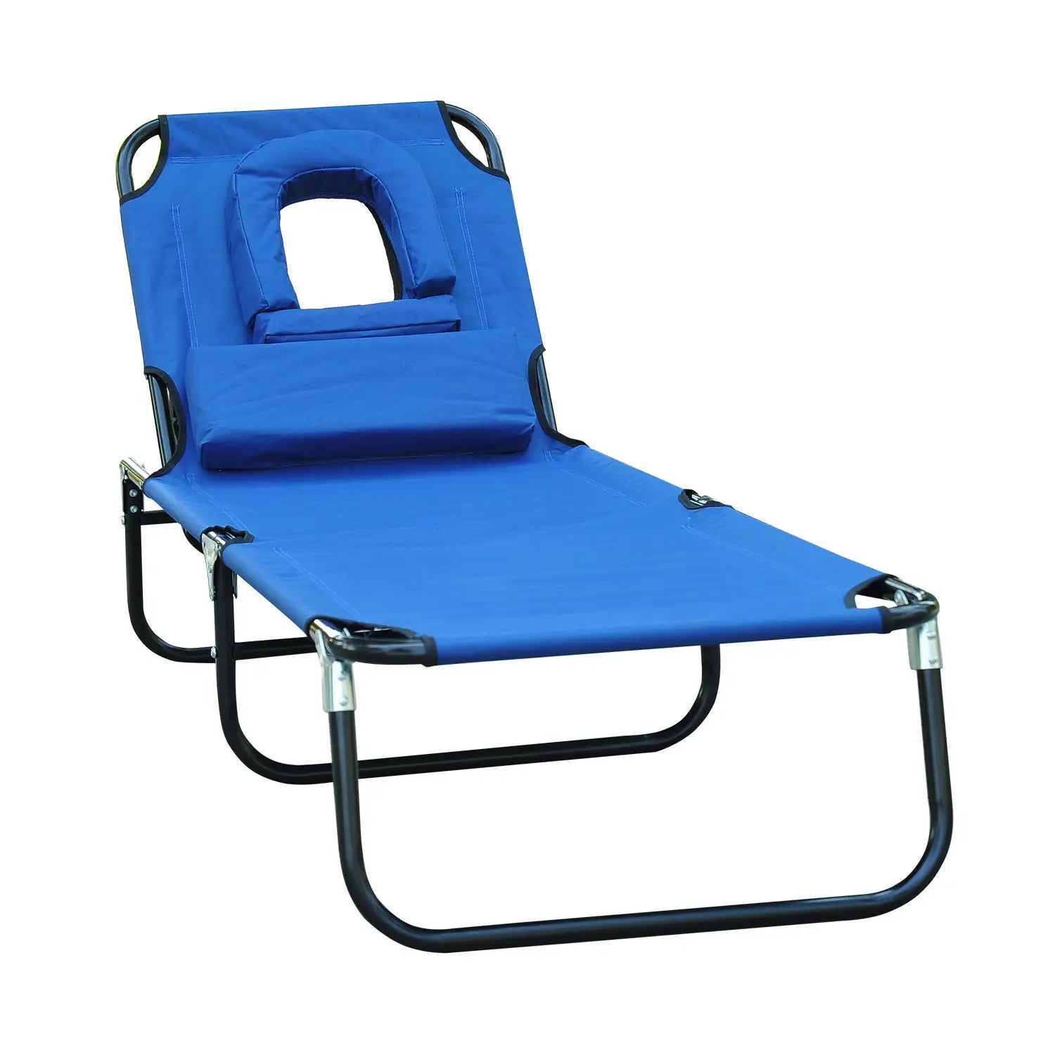 Outsunny Sonnenliege klappbar mit Leseloch Gartenliege Blau