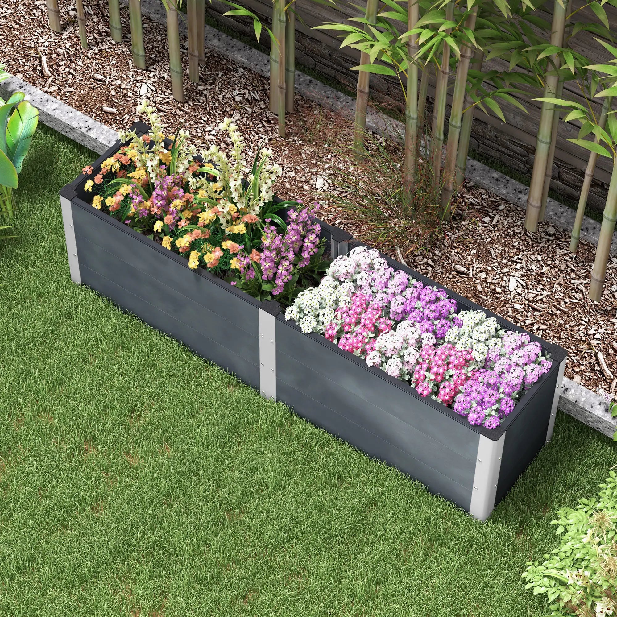 Outsunny Hochbeet 200x50x56?cm Grau