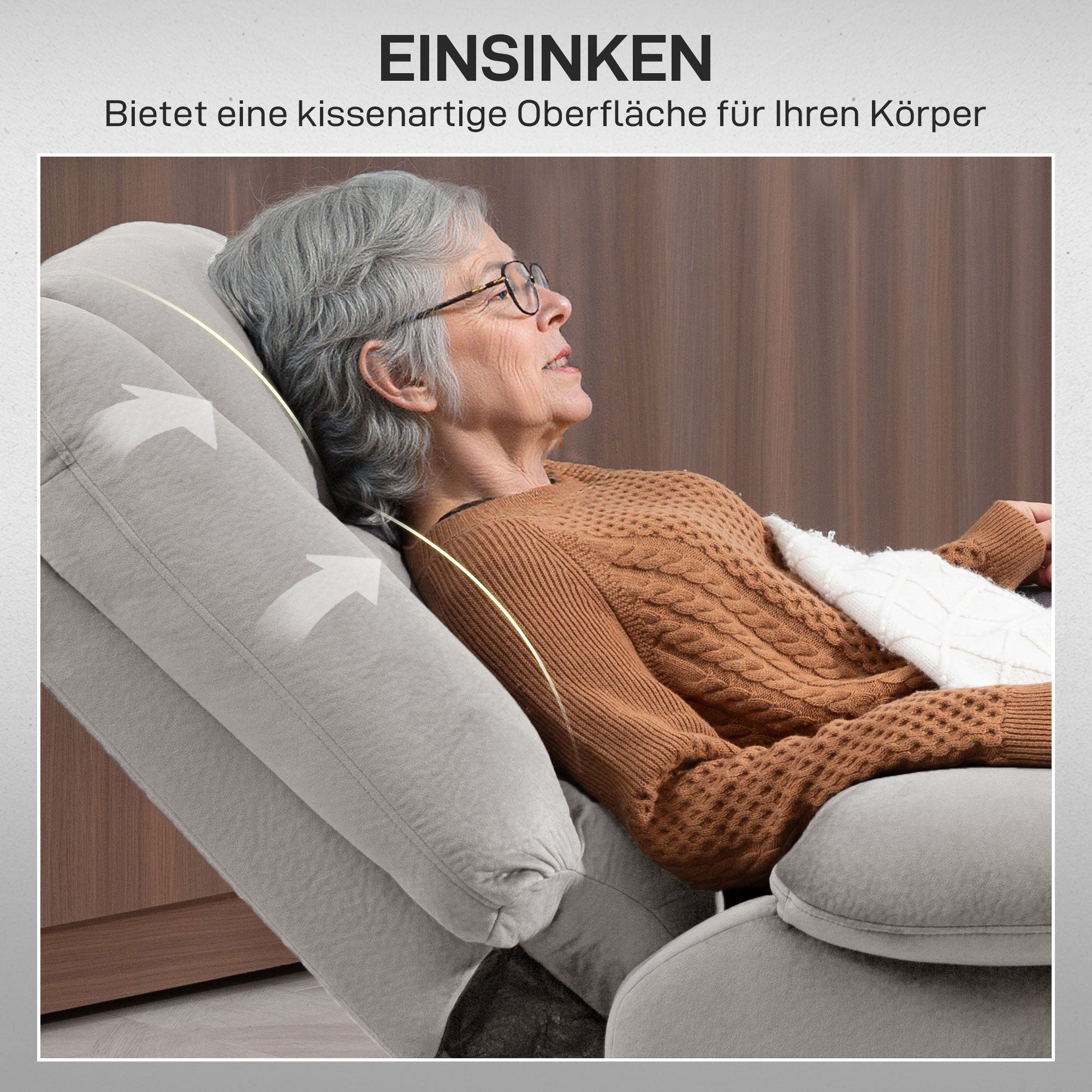 HOMCOM Aufstehsessel mit Massagefunktion, 90x93x110cm, Hellgrau