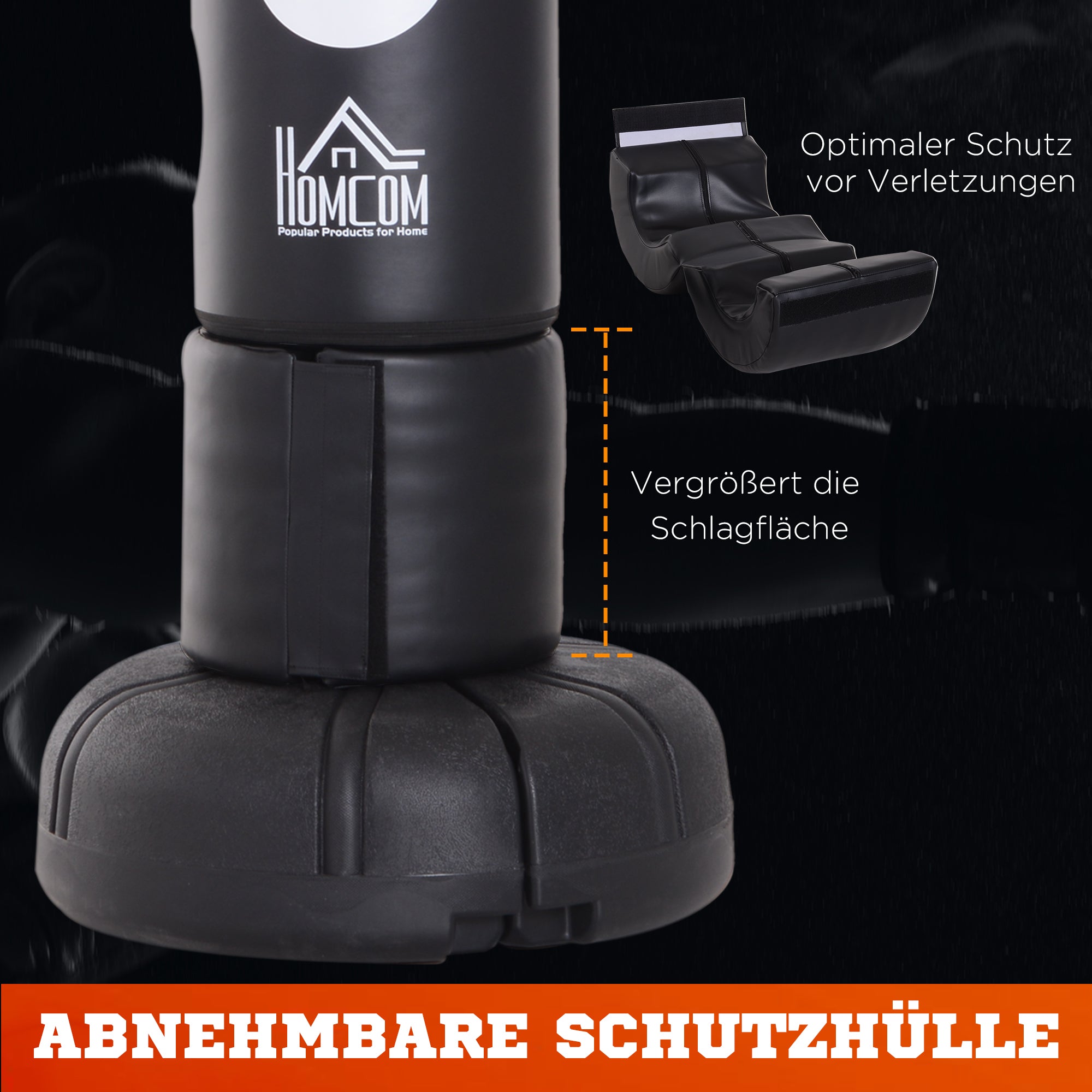 HOMCOM Freistehender Standboxsack mit Ständer und Kunststoff-Pad, 176 cm, Geeignet für Profis und Anfänger, Schwarz