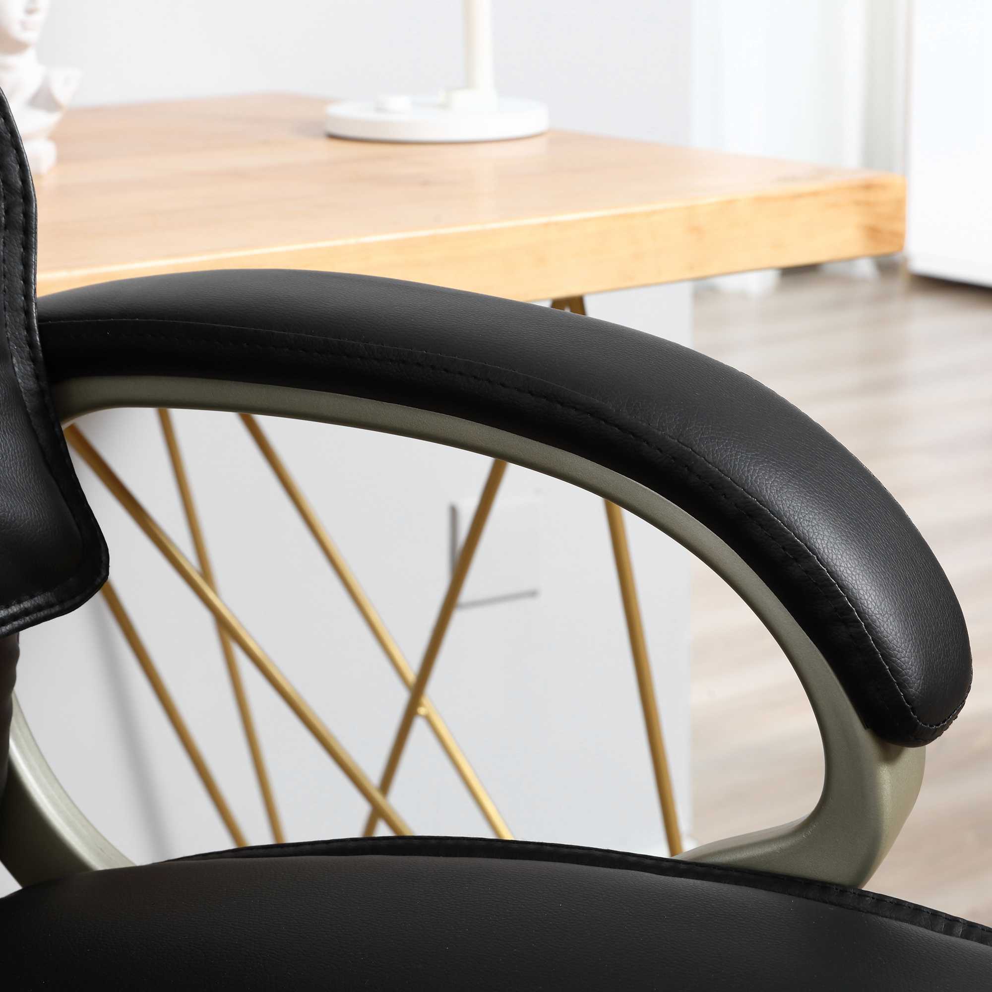 HOMCOM Bürosessel Chefsessel mit Wippfunktion Bürostuhl Schreibtischstuhl Ergonomischer Drehstuhl Sportsitz Hoher Rückenlehne Schwarz Kunsterleder Metall 70 x 58 x 114–124 cm