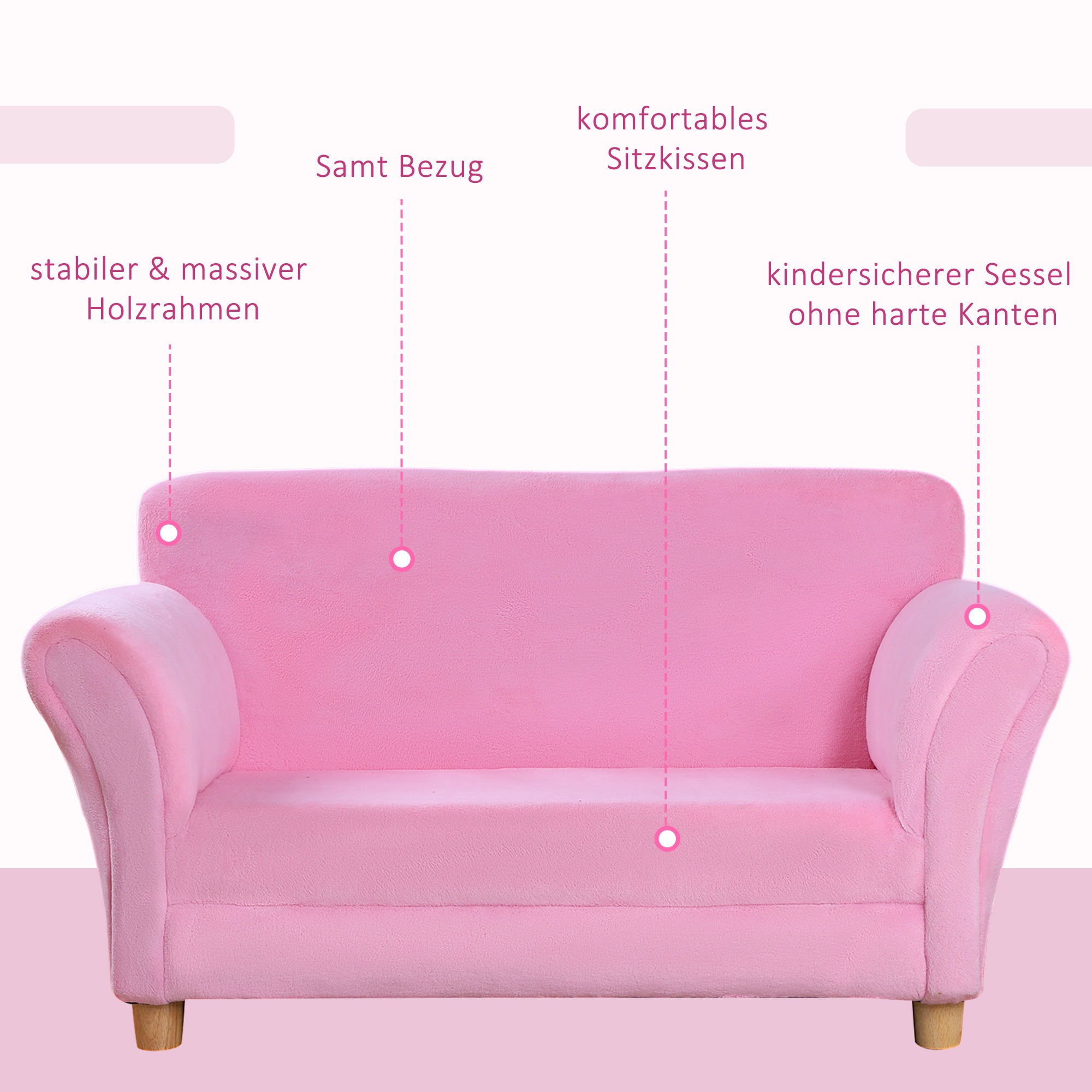 HOMCOM Kindersofa Kindersessel Sofa Couch Kinder Stuhl Kinderzimmer Softsofa Doppelsofa Einzelsofa(Erdbeersofa)