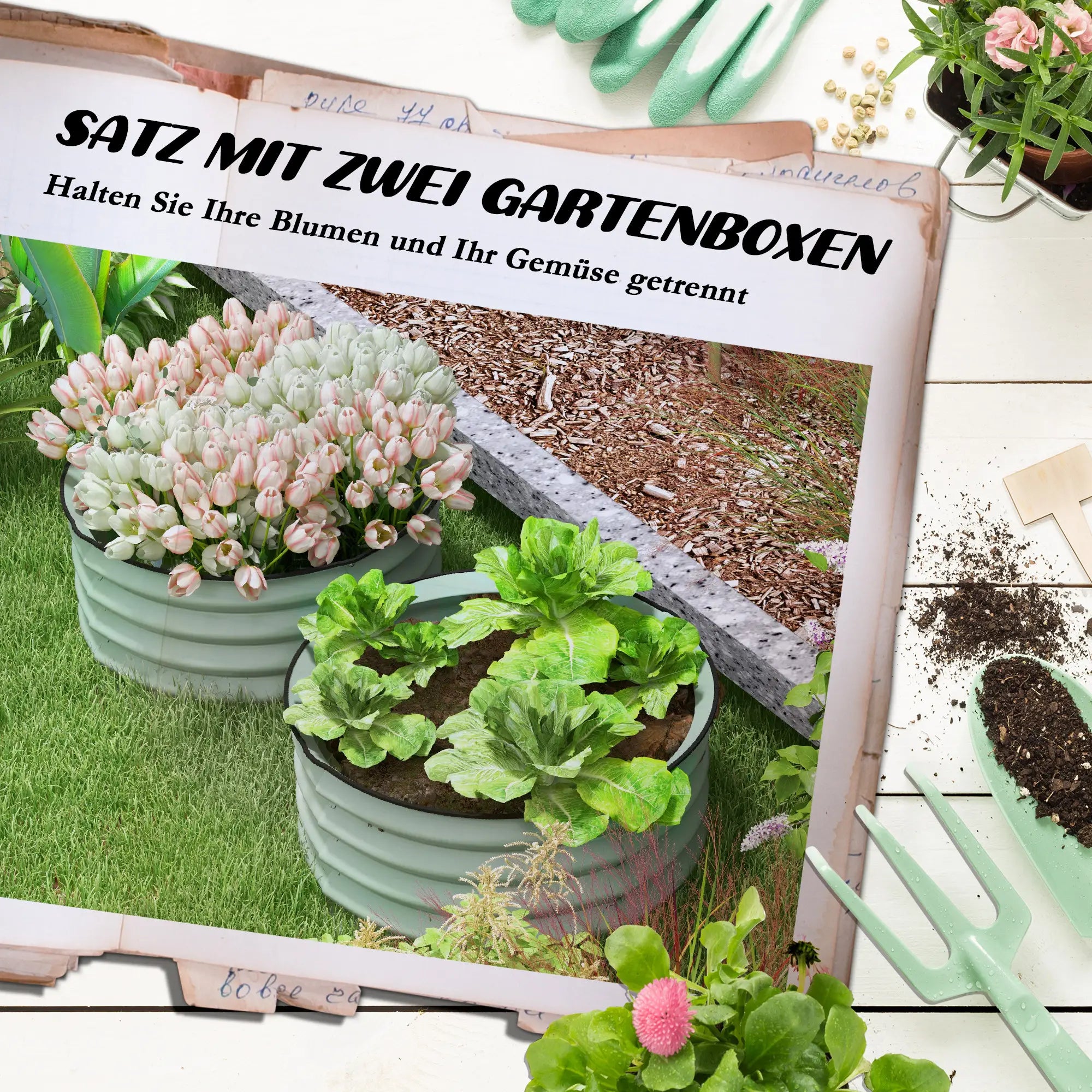Outsunny 2er-Set Hochbeet Ø60?cm Stahl