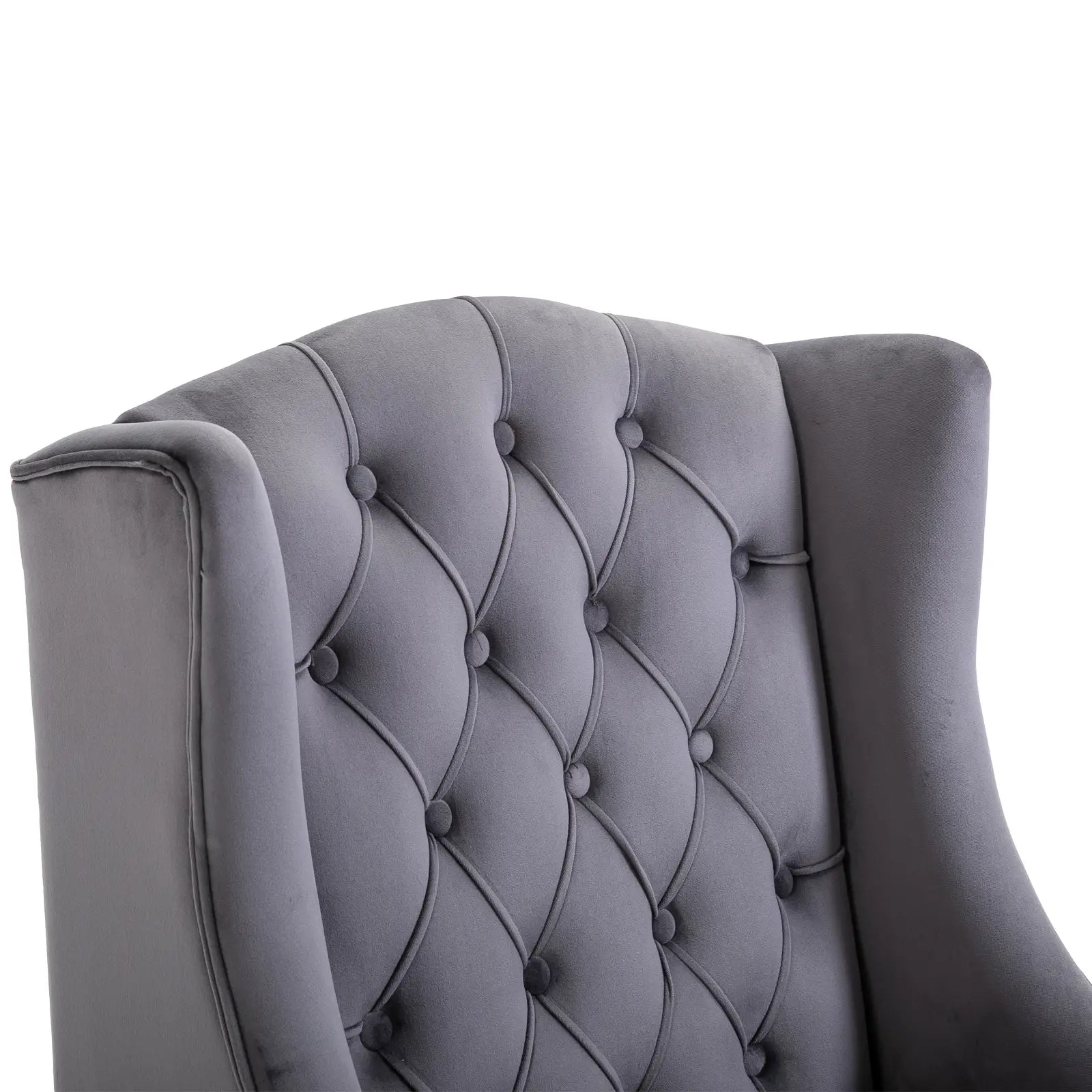 HOMCOM Einzelsessel Ohrensessel Relaxsessel mit Tufting erhöhte Beine Samtstoff Grau 67 x 70,5 x 97 cm