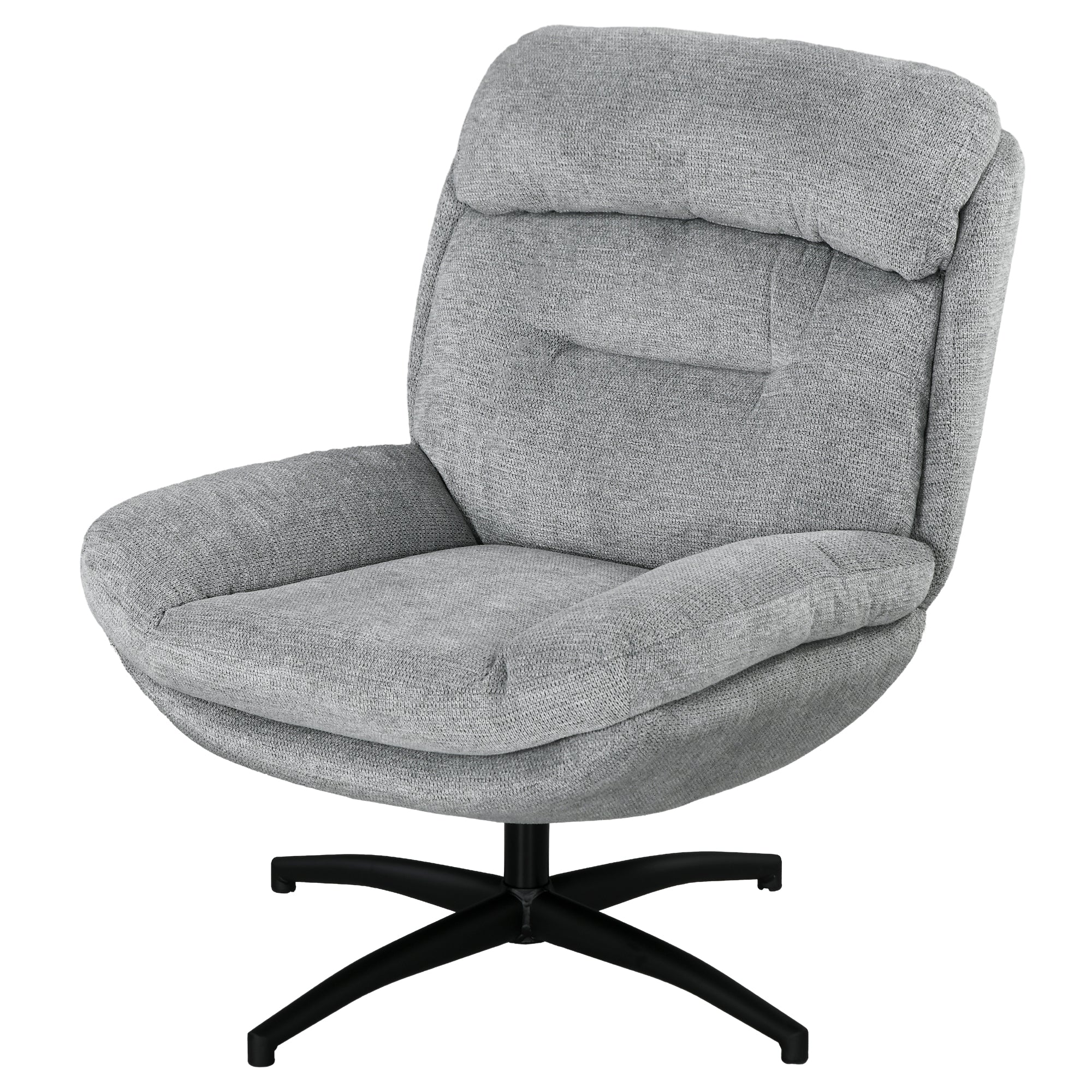 HOMCOM Drehsessel, 360-Grad-Drehung, Chenille-Stoff, integrierte Armlehnen, Stahlbeine, Grau, Schwarz