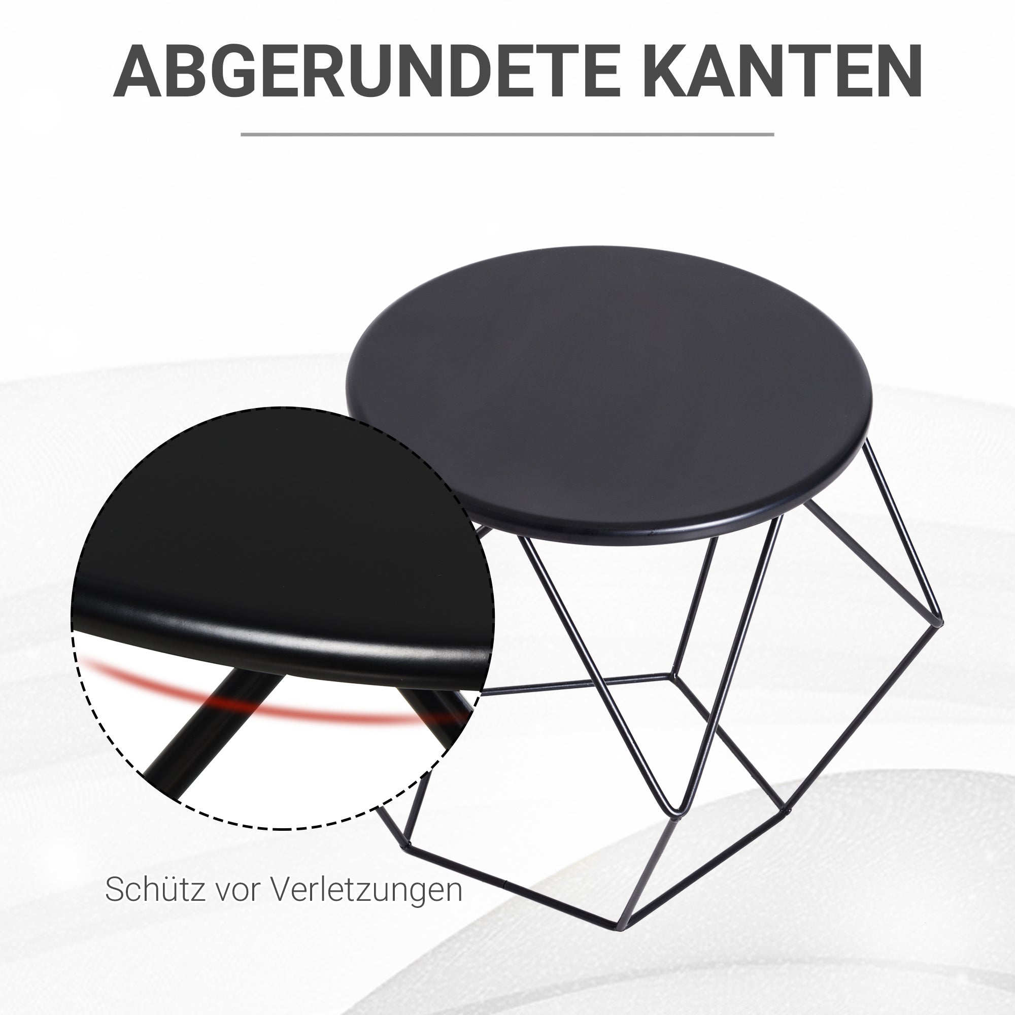 HOMCOM Couchtisch im Industrie-Design, Couchtisch, Metalltisch, Schwarz