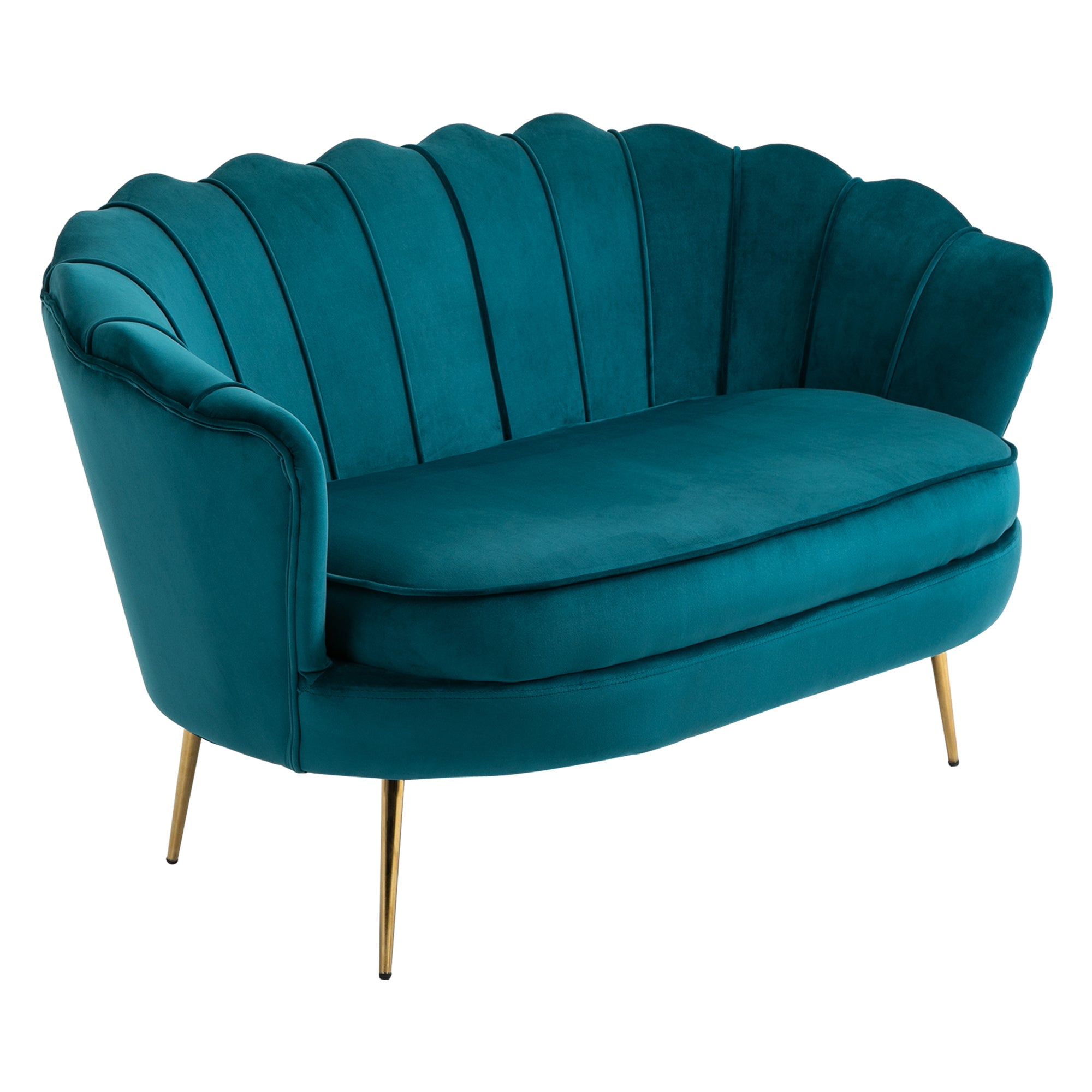 HOMCOM 2-Sitzer-Sofa, Couch, Polstersofa, Samtoptik, Doppelsofa, bis 150 kg belastbar, 130 x 77 x 77 cm, Dunkelgrün