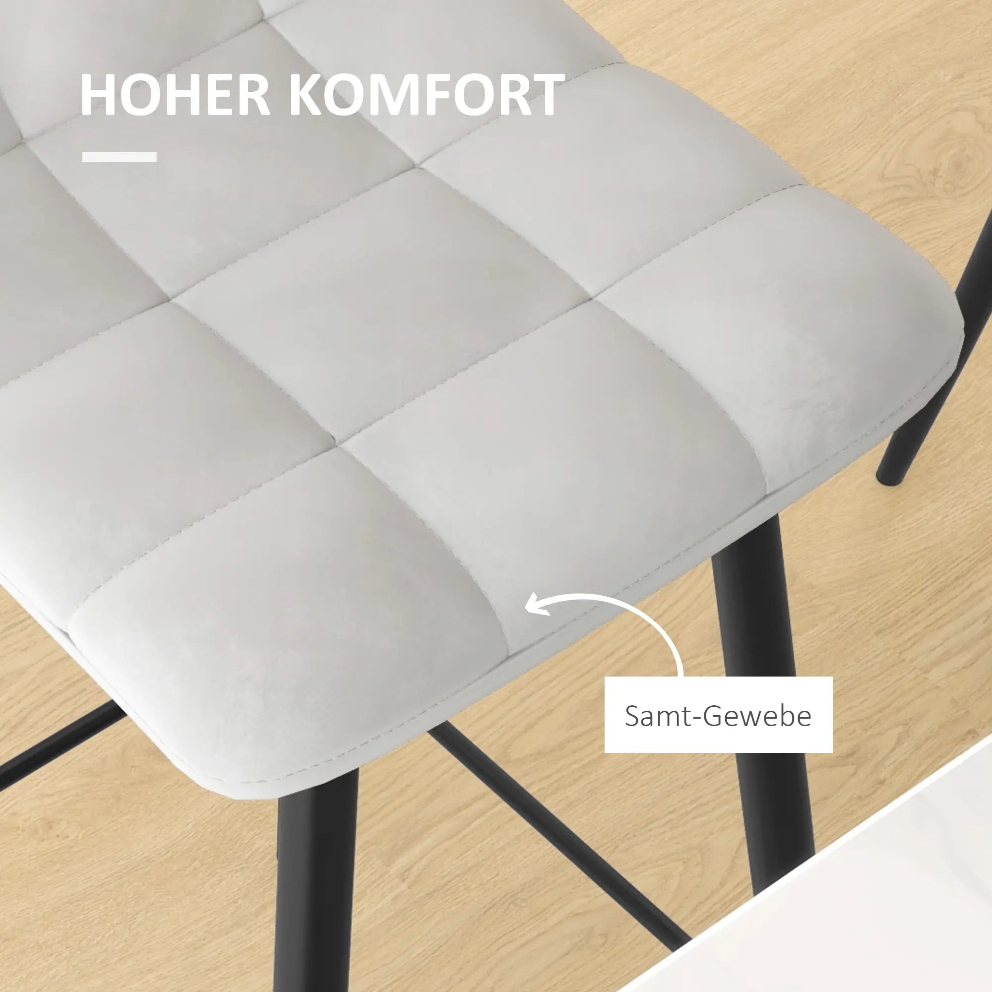 HOMCOM Barhocker 2er-Set mit Rückenlehne & Samtbezug