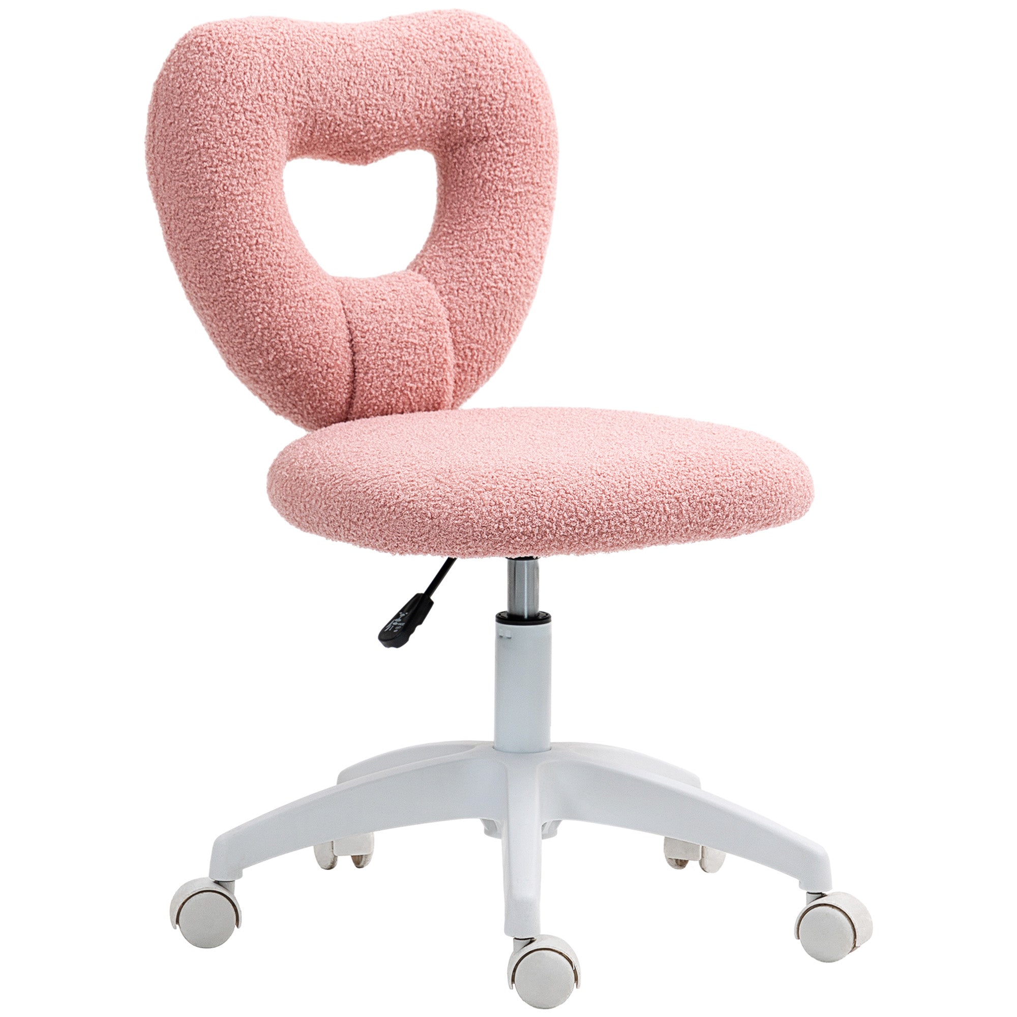 HOMCOM Schreibtischstuhl, Bürostuhl, Herzförmige Rückenlehne, gepolstert, Rosa
