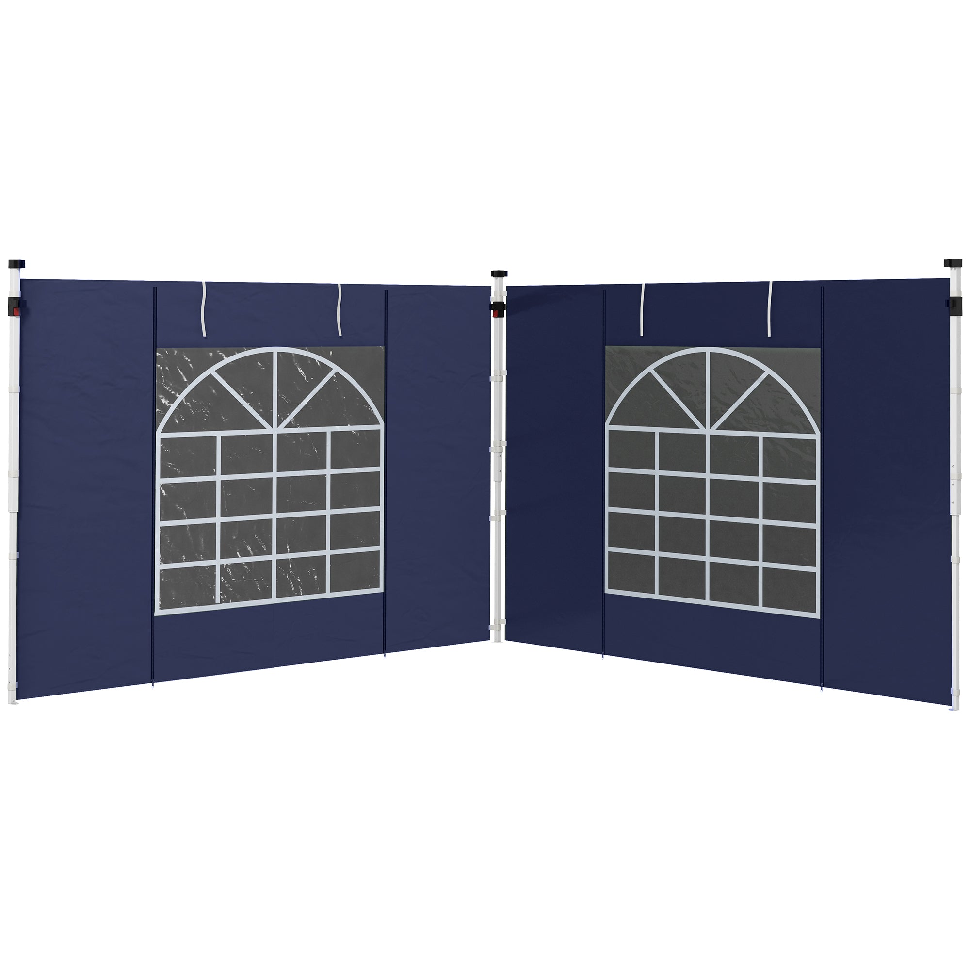 Outsunny Pavillon-Vorhänge, 2er-Set, für 3x6m oder 3x3m Gartenpavillons, mit Fenstern und Türen, Blau