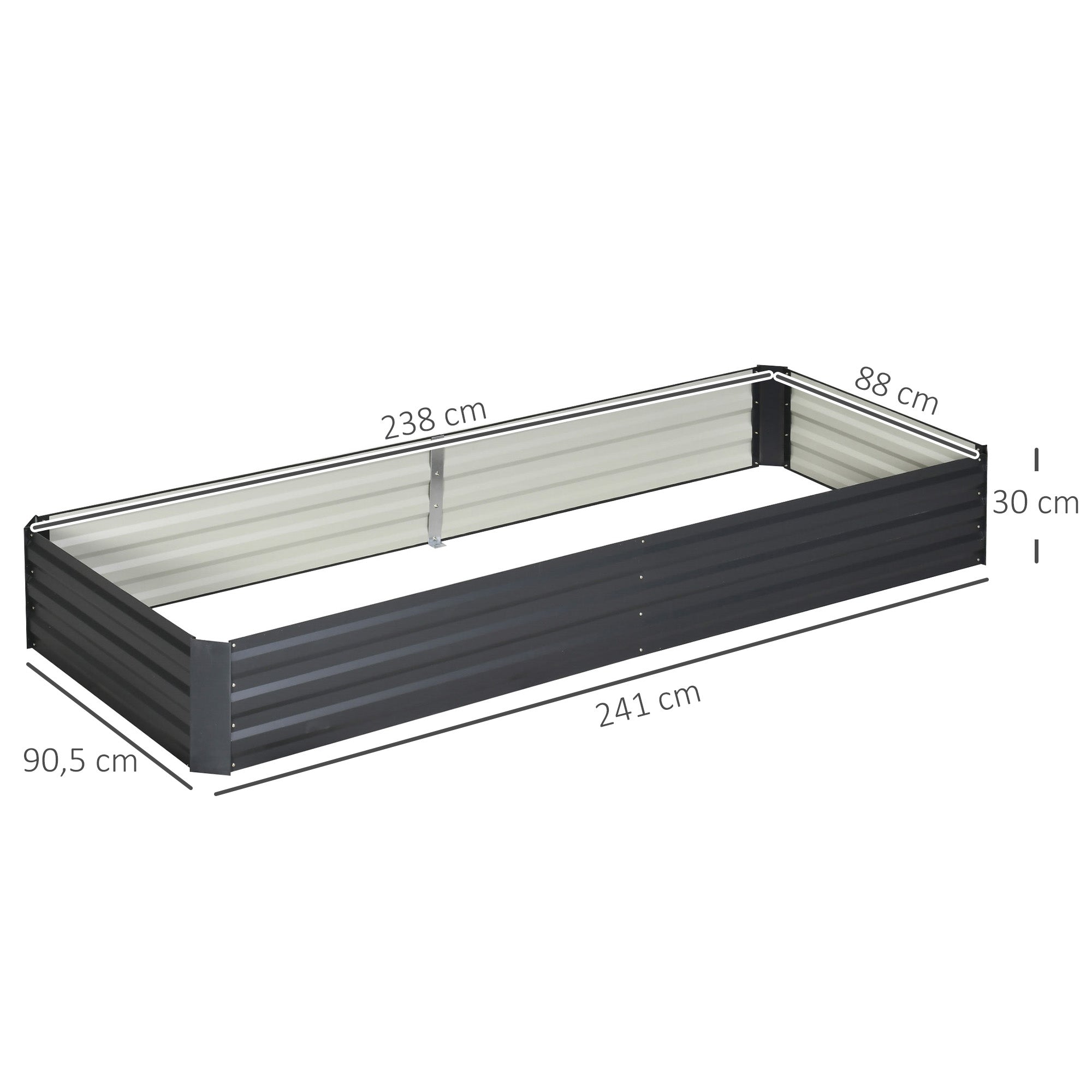 Outsunny Stahl-Hochbeet, offener Boden, einfacher Aufbau, 95L x 90,5B x 29,8H cm, Grau