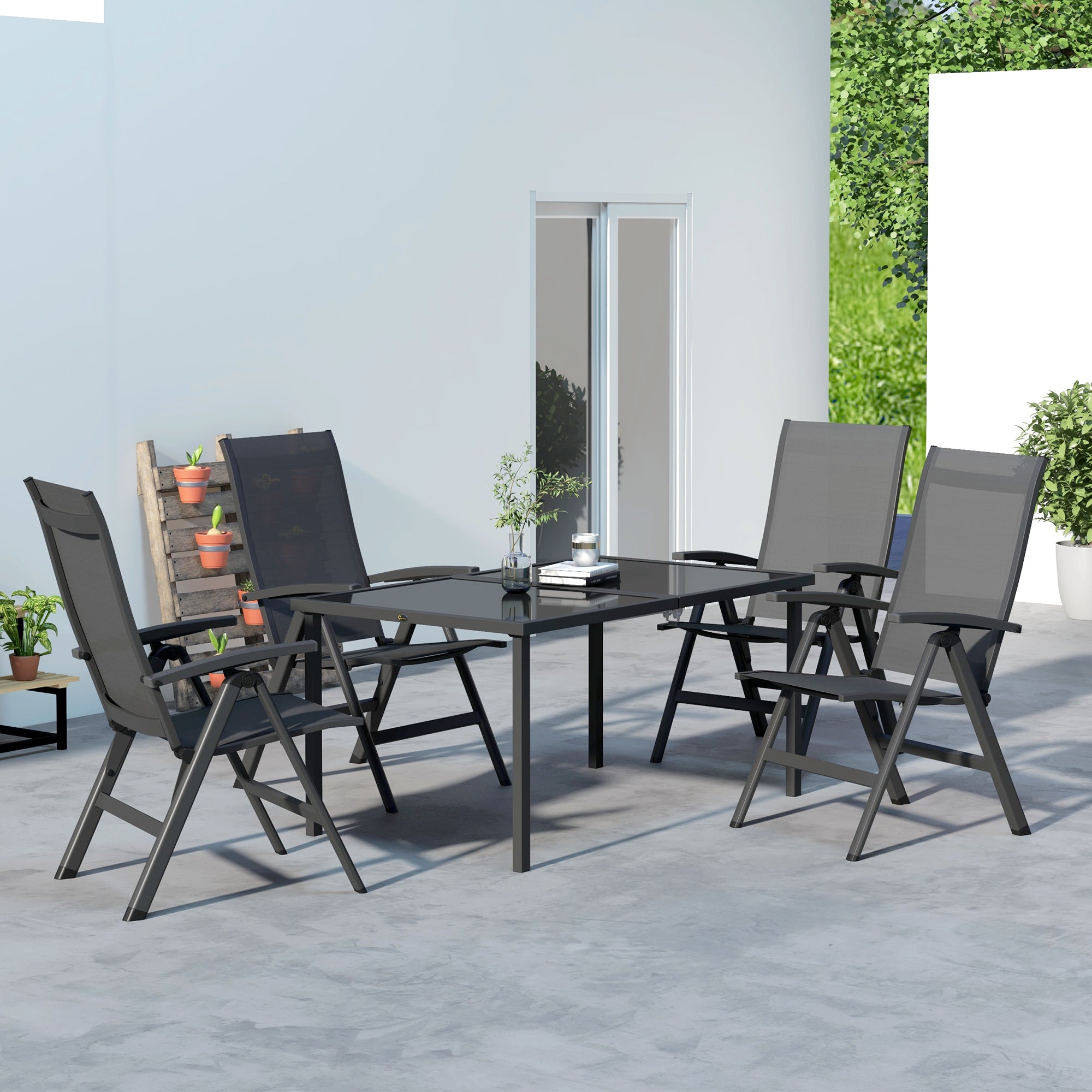 Outsunny Gartenmöbelset 5-tlg. klappbar verstellbar Aluminium