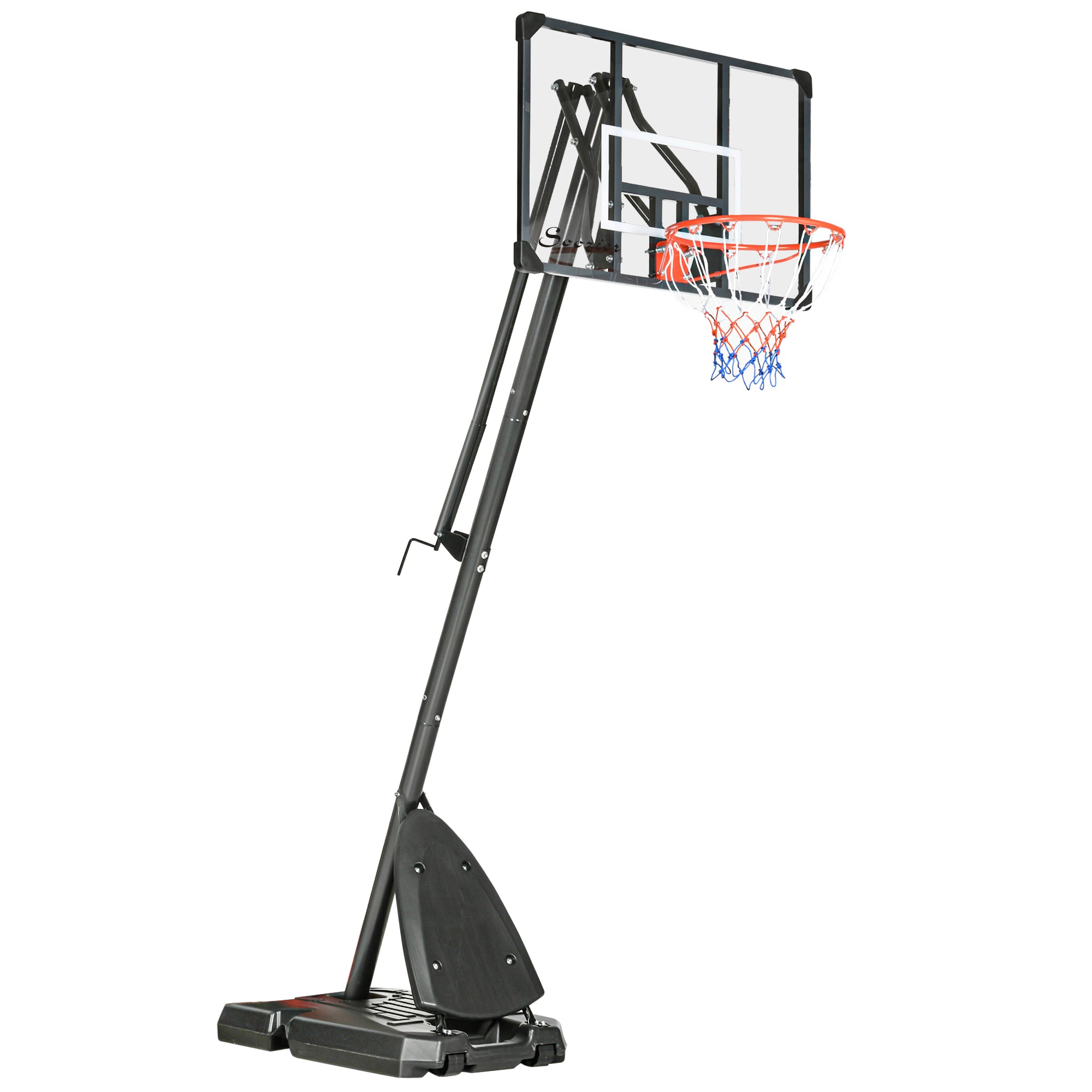 SPORTNOW Basketballständer, verstellbare Korbhöhe 2,3-2,9 m, untere Pralllatte, befüllbare Basis, rot+schwarz