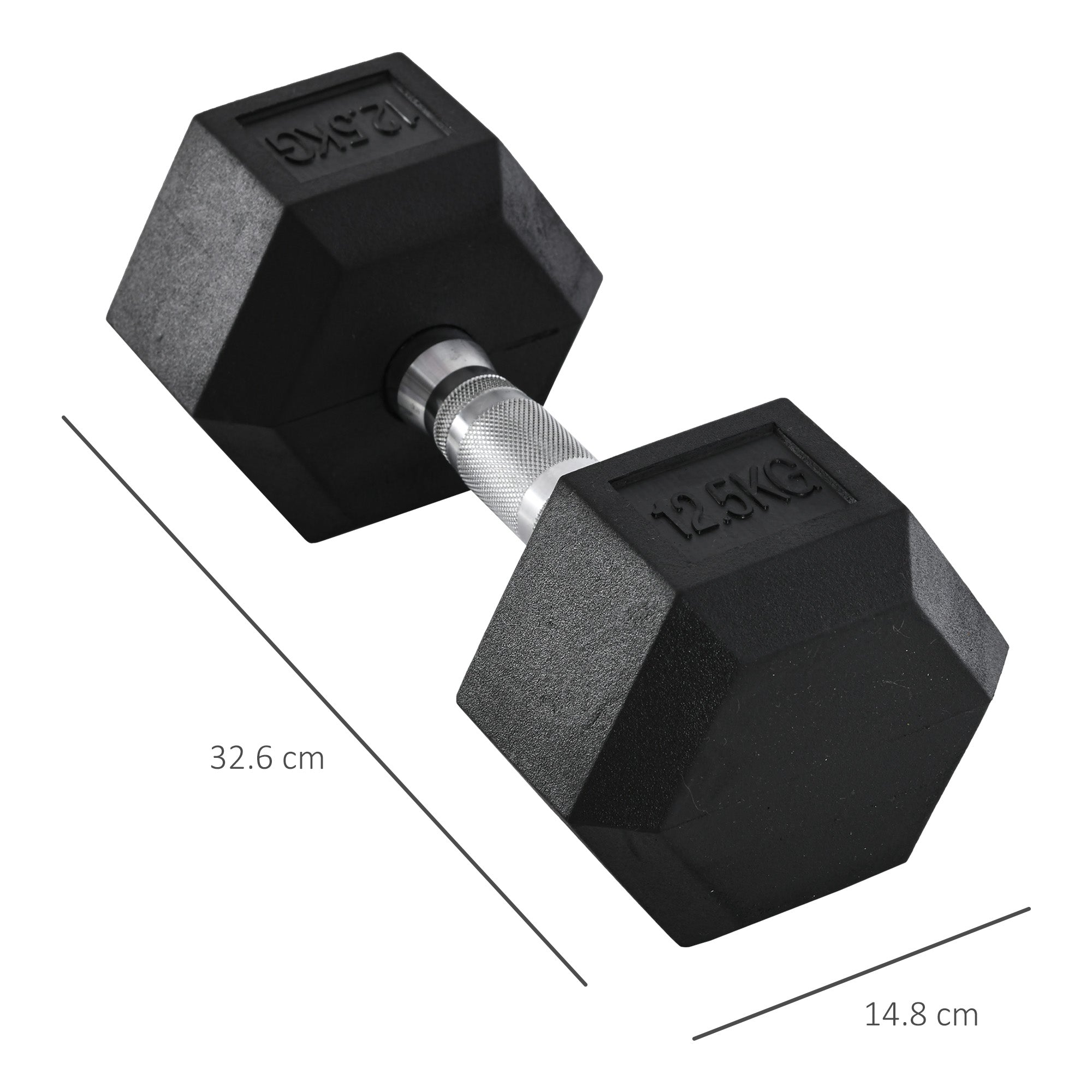 HOMCOM Hanteln mit gerändeltem Griff, Kurzhantel aus Gusseisen, 1 x 12,5 kg, Kurzhanteln für Männer und Frauen, Dumbbell für Zuhause, Fitnessstudio, Krafttraining