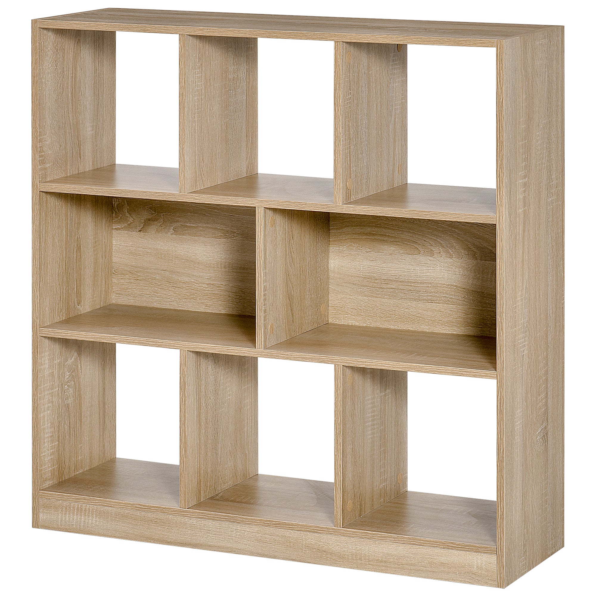 HOMCOM Bücherregal Regal Standregal, 8 Regalfächer, 97,5 x 30 x 100 cm, Eichen-Optik