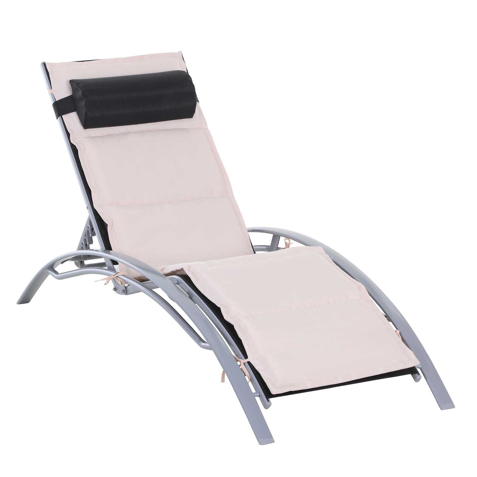 Outsunny Sonnenliege höhenverstellbar Outdoor Aluminium Cremeweiß