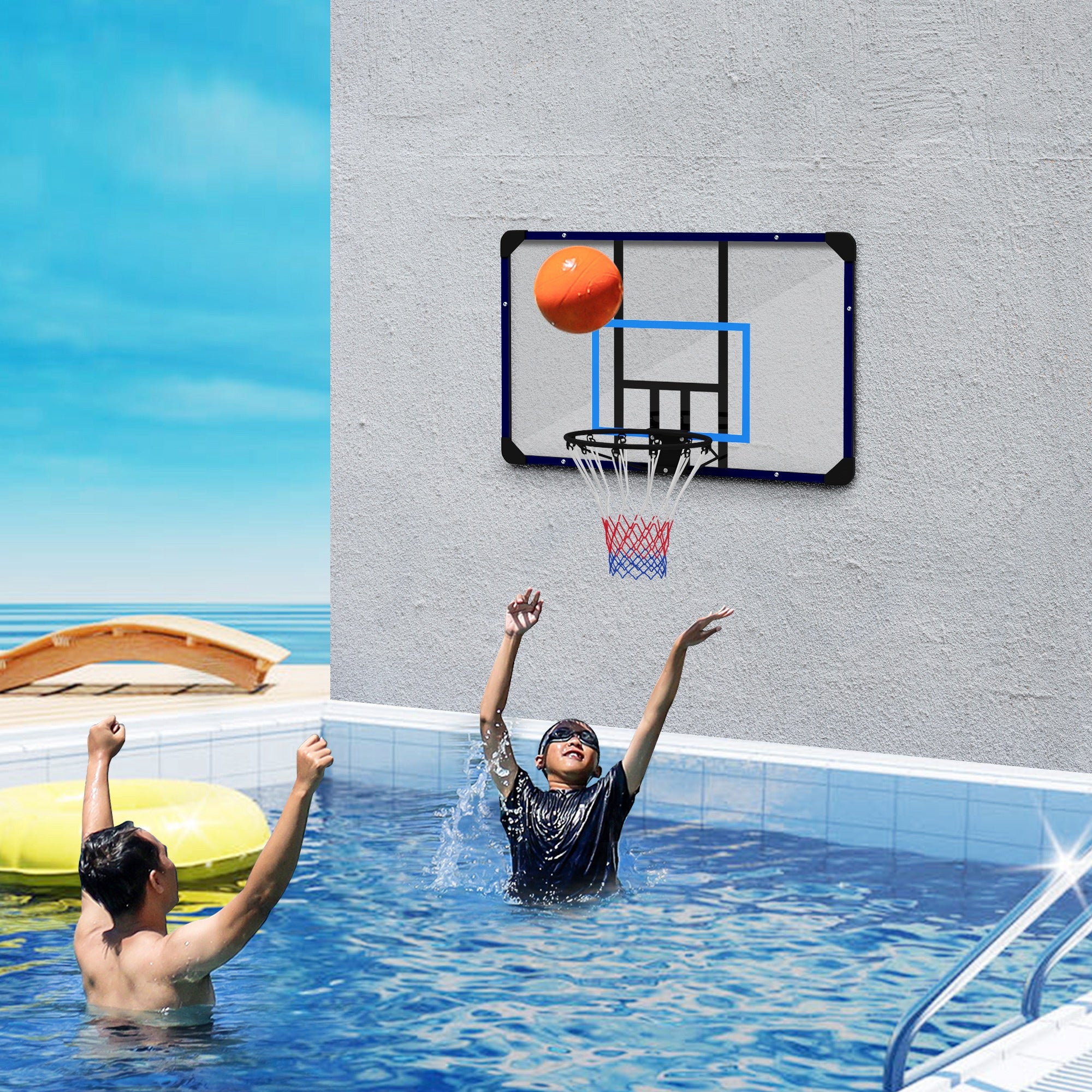 SPORTNOW Basketballkorb, universelle Wandhalterung, reißfestes Netz, rostfreier Stahlrahmen, 113 x 61 x 73 cm