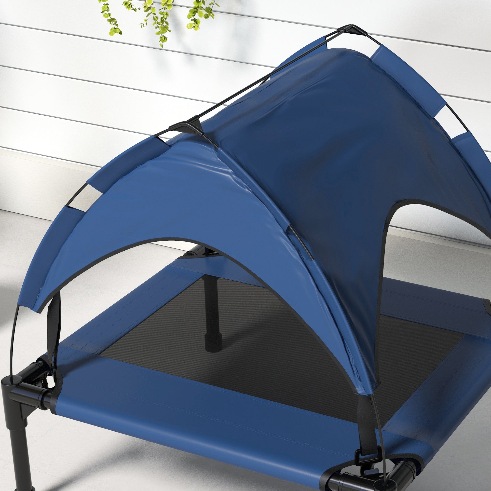 PawHut Hundebett mit Dach, atmungsaktiv, wasserabweisend, bis 20 kg, 76 x 61 x 69,5 cm, Dunkelblau