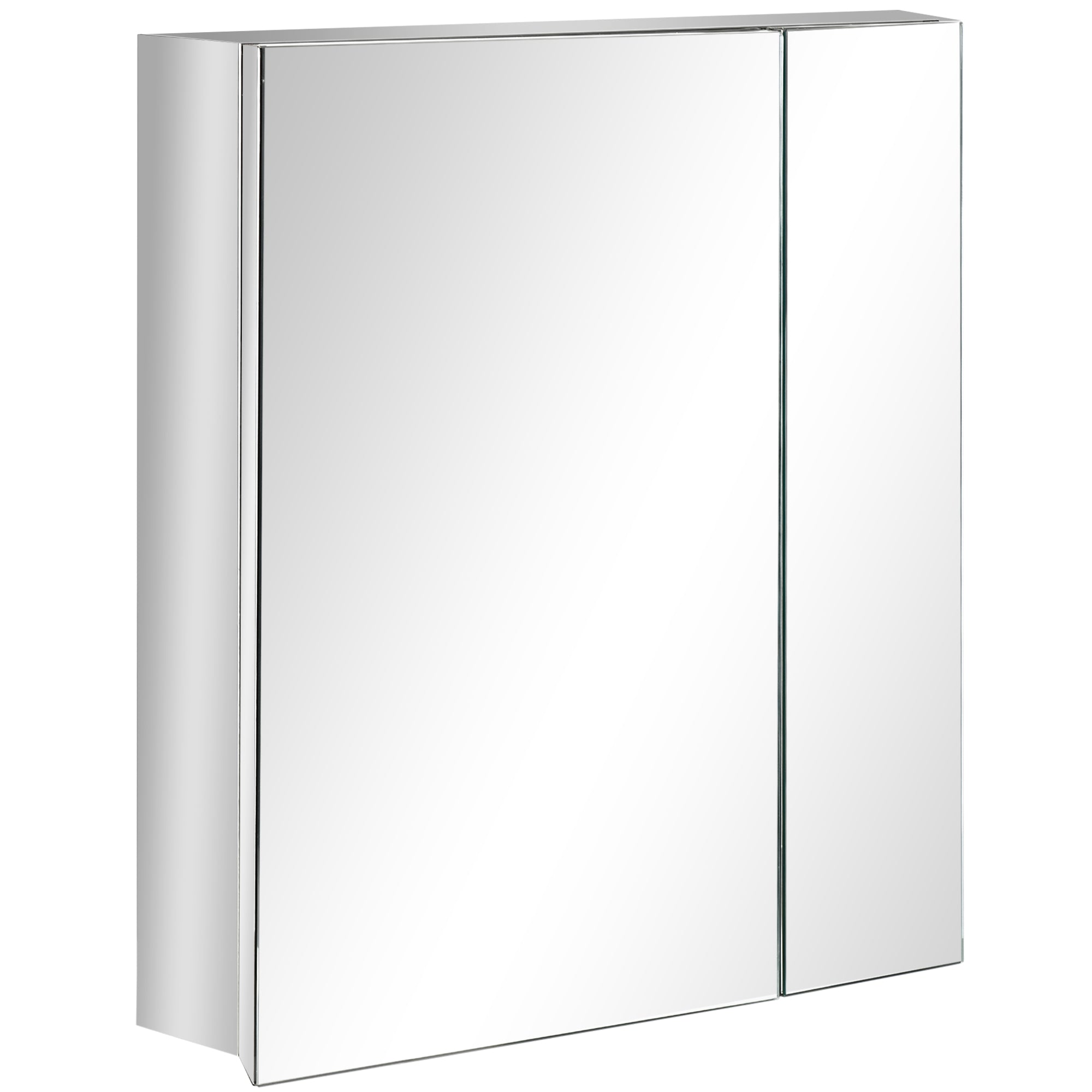 kleankin Spiegelschrank Badezimmerschrank Wandmontage Spiegelfront Edelstahl