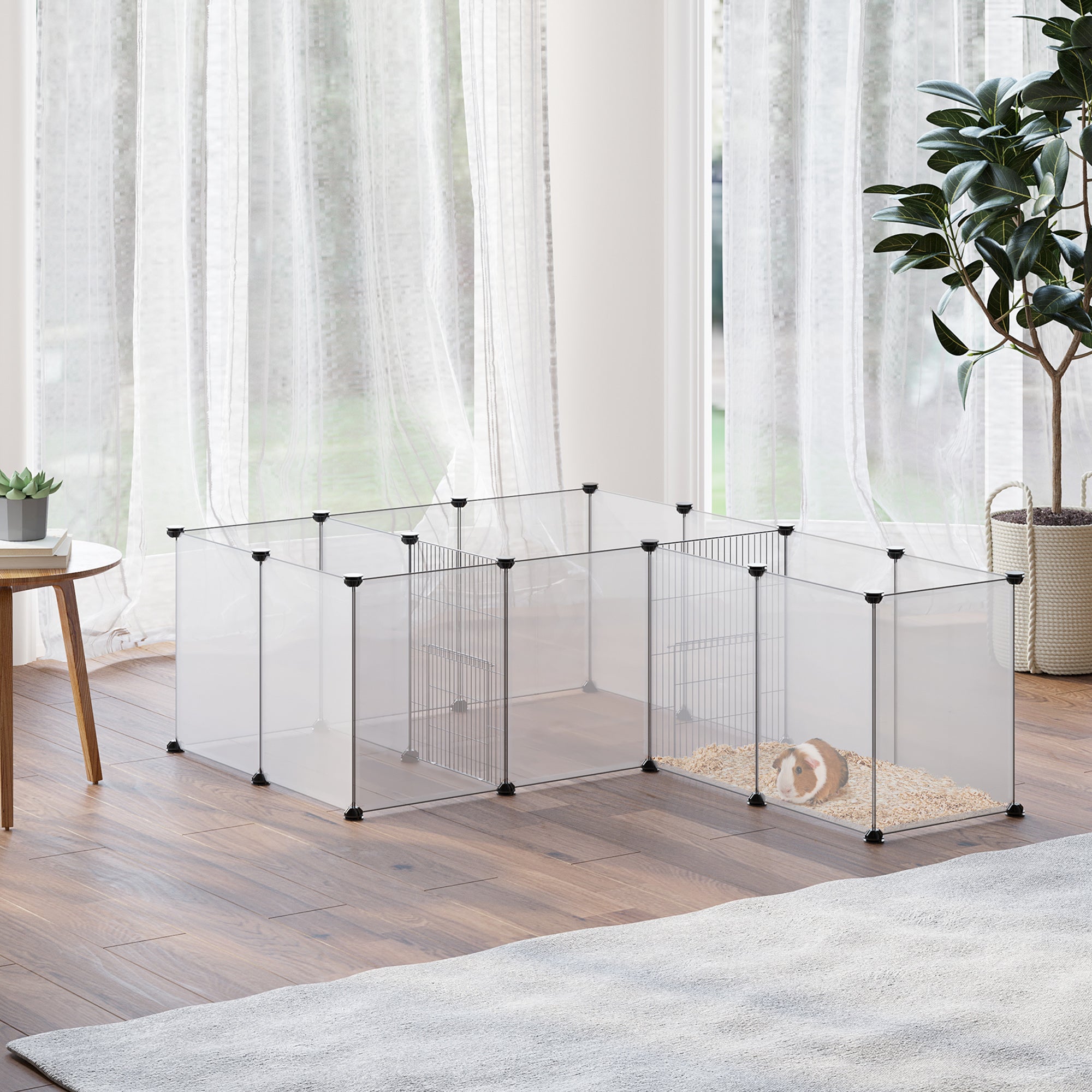 PawHut Kleintierkäfig Meerschweinchengehege modular erweiterbar