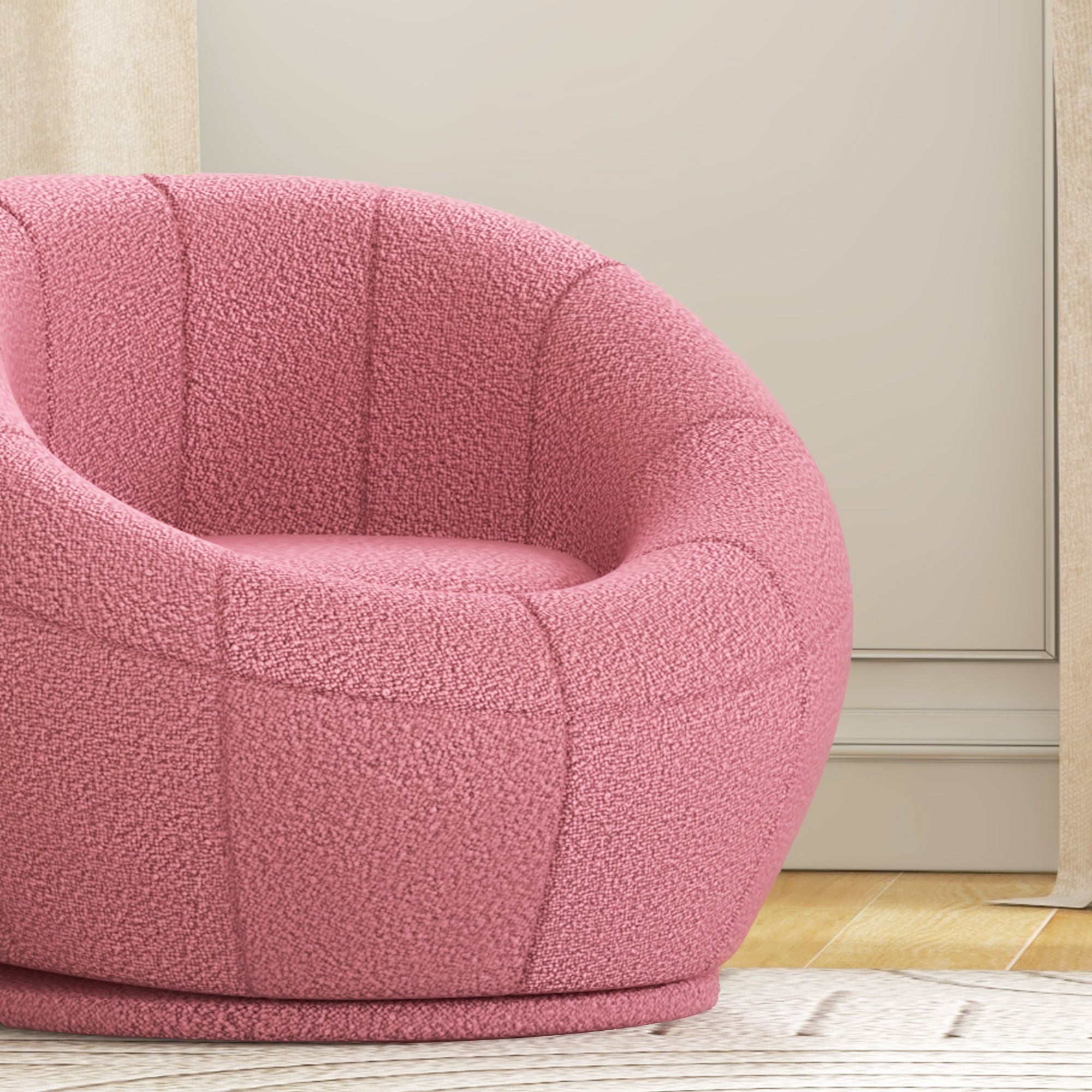 HOMCOM Kindersessel Kindermöbel Kinderhocker, Teddy-Fleece, 60 cm x 56 cm x 48 cm, Rosa