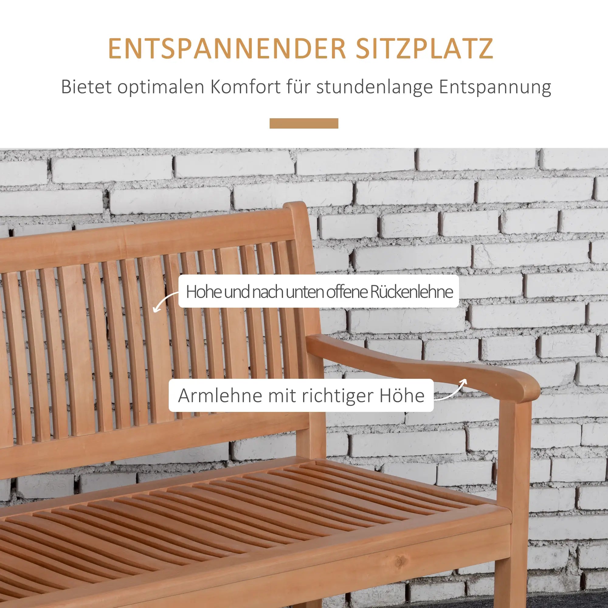 Outsunny Gartenbank 2-Sitzer Pappelholz Gelb