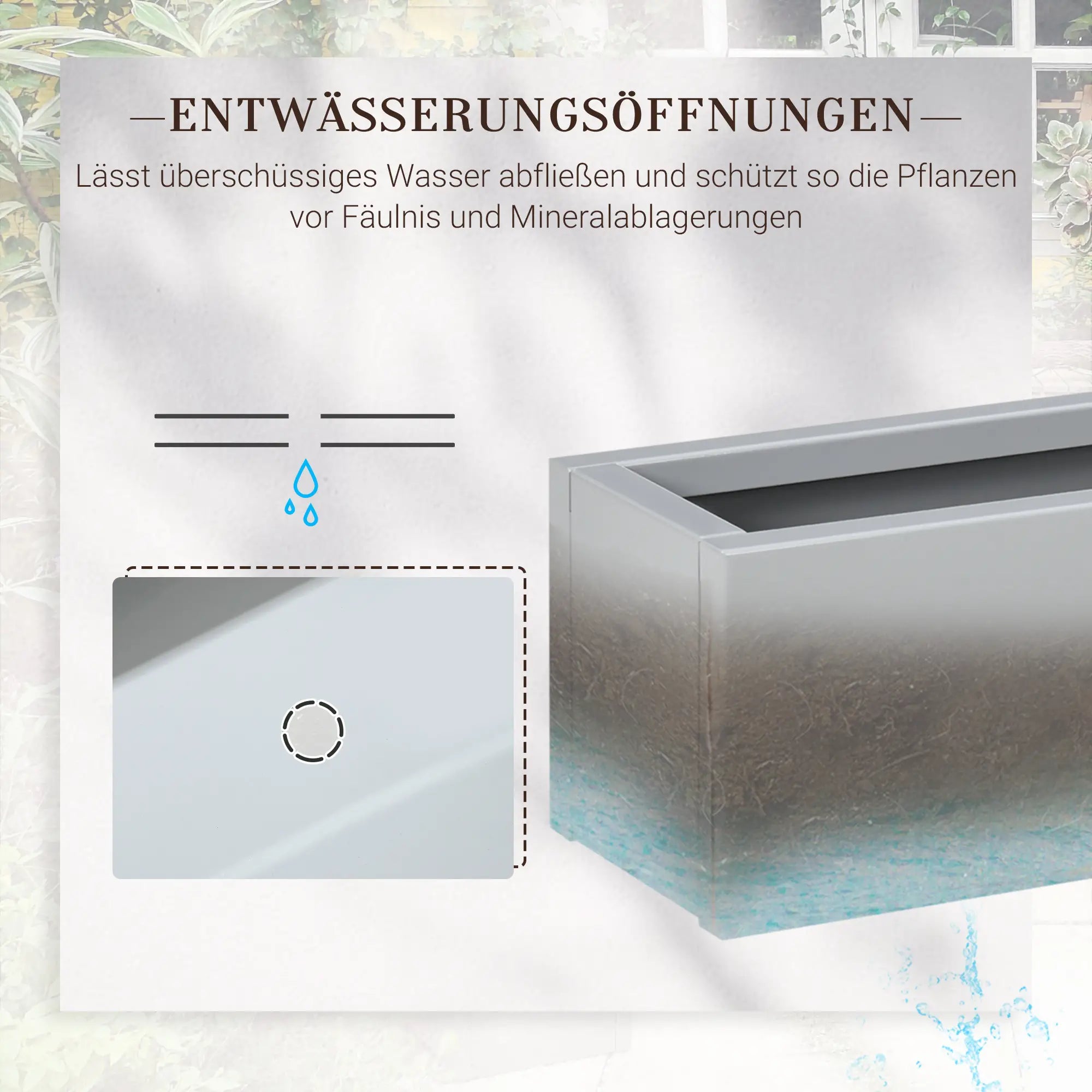 Outsunny Pflanzkübel Outdoor mit Drainagelöchern für tiefe Wurzeln