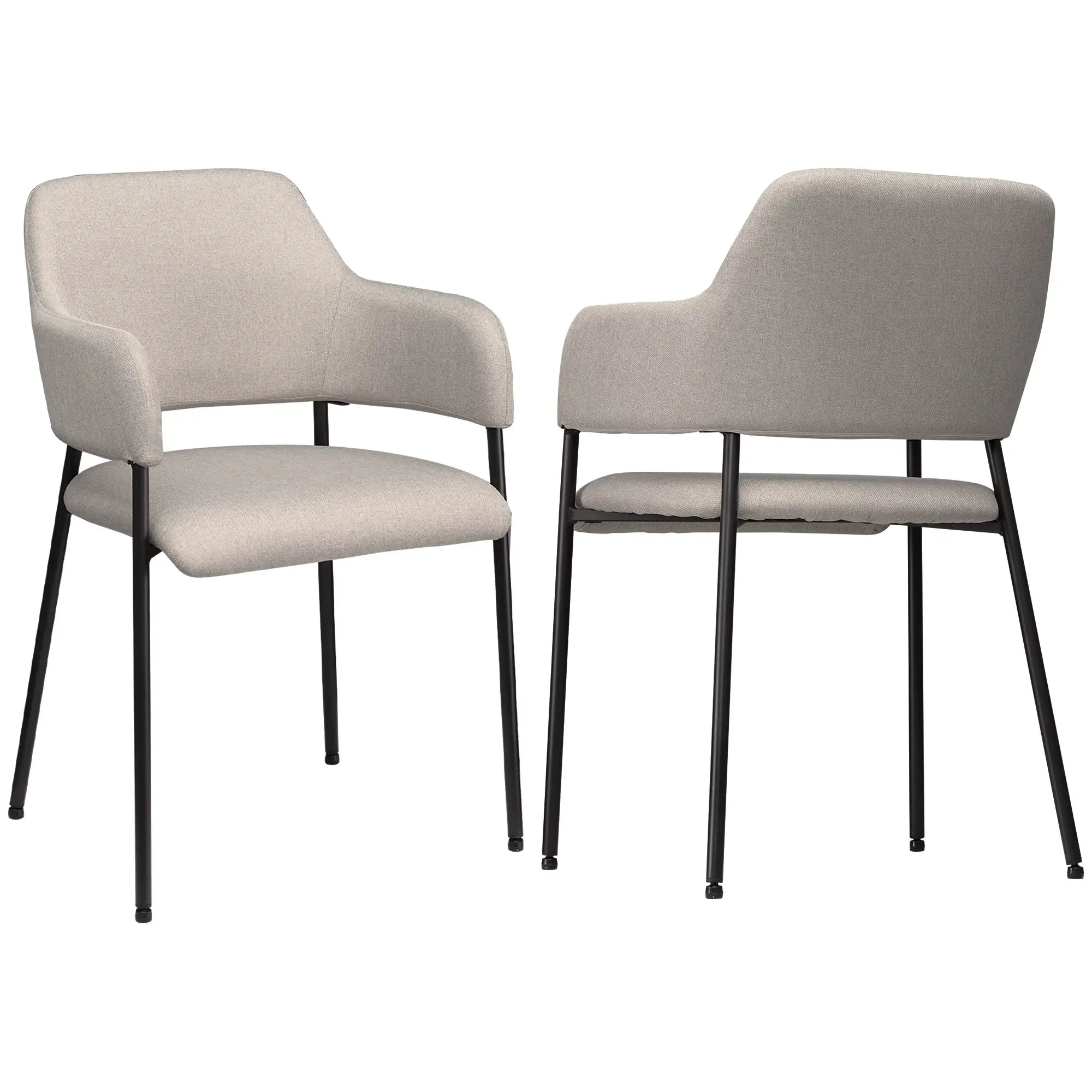 HOMCOM Esszimmerstühle, 2er-Set, bequem, Leinenoptik, Metallrahmen, bis 120 kg, Beige