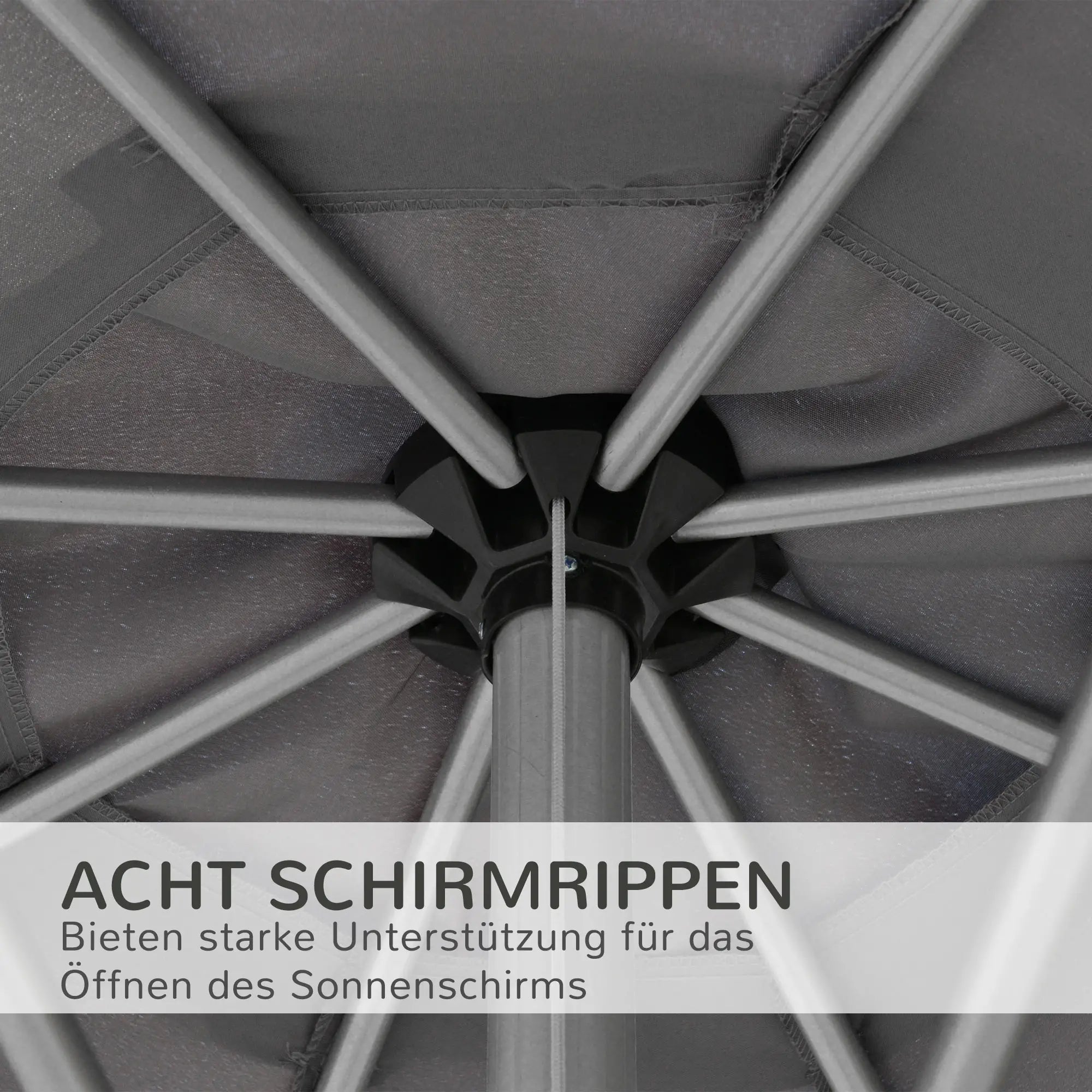 Outsunny Sonnenschirm 2,7?m Dunkelgrau mit Kurbel & UV-Schutz