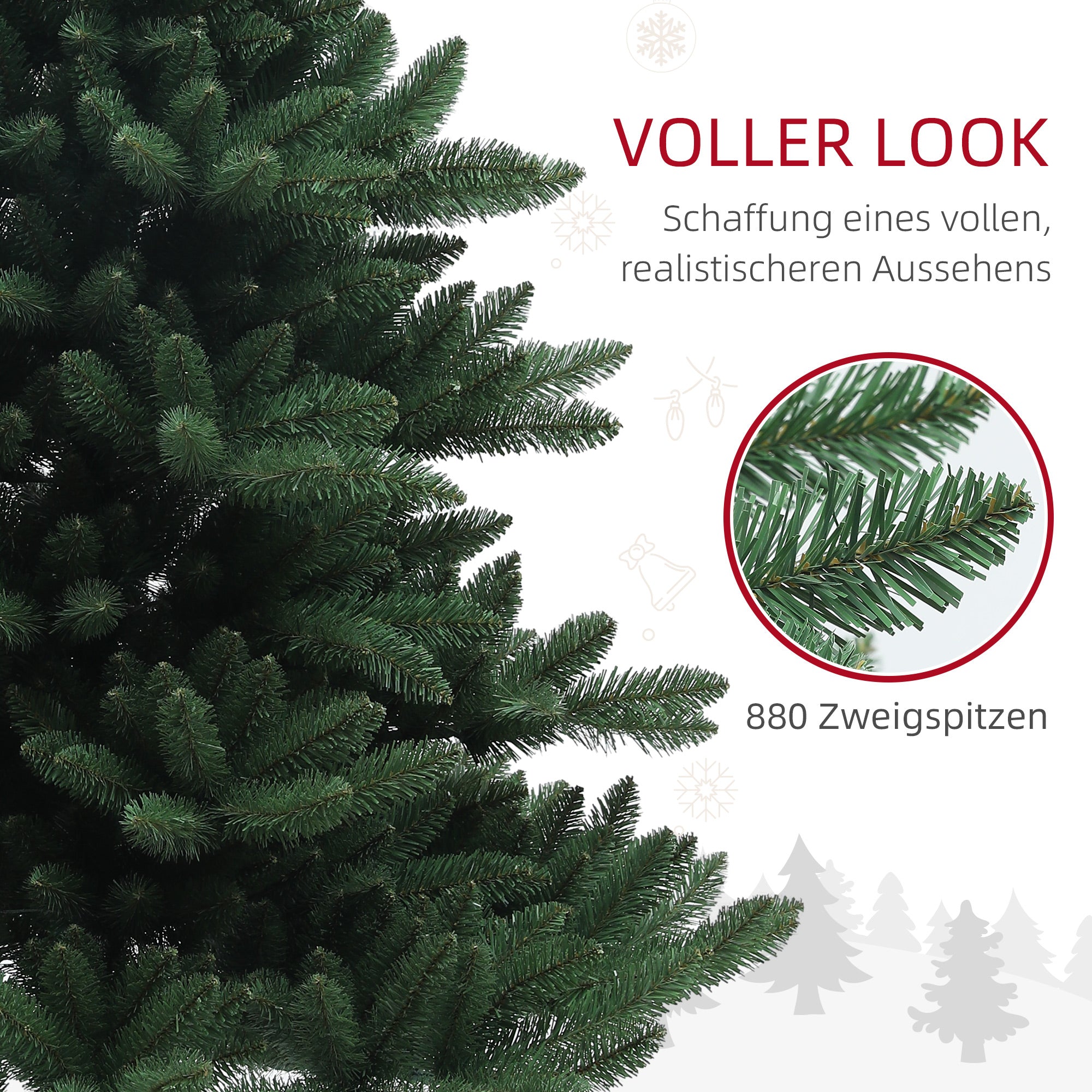 HOMCOM Weihnachtsbaum, Nordmanntanne, naturgetreu, breit & üppig, 180 x ?120 cm, Grün