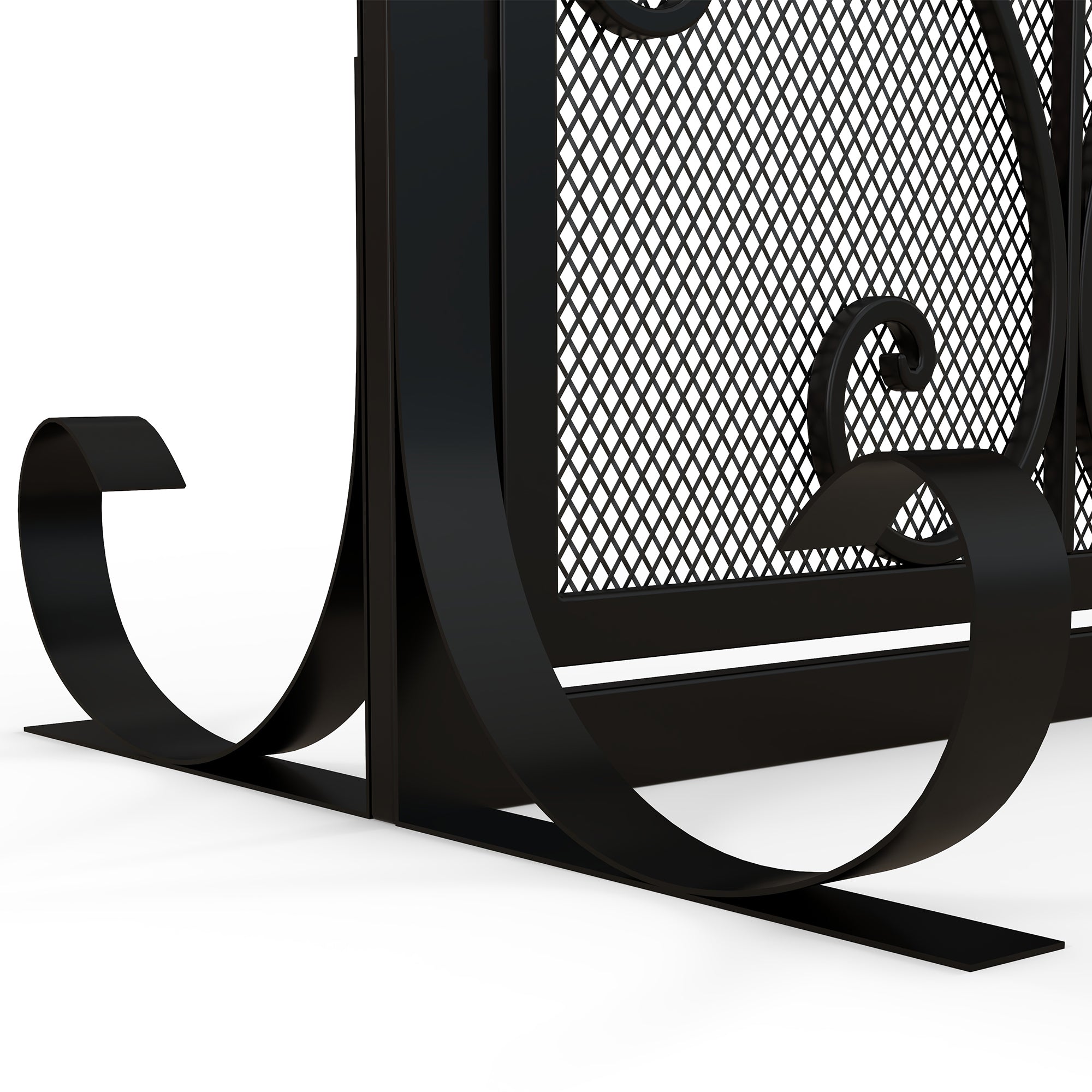 HOMCOM Funkenschutz für Kamine, elegantes Muster, doppeltürig, magnetische Türen, Schwarz, 105 x 40 x 80,5 cm