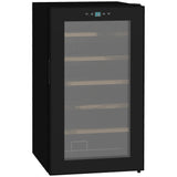 HOMCOM Weinkühlschrank klein Wohnzimmer für 24 Flaschen, einstellbare Temperatur 5 bis 20° C, LED-Beleuchtung, schwarz, 43 x 45 x 75 cm