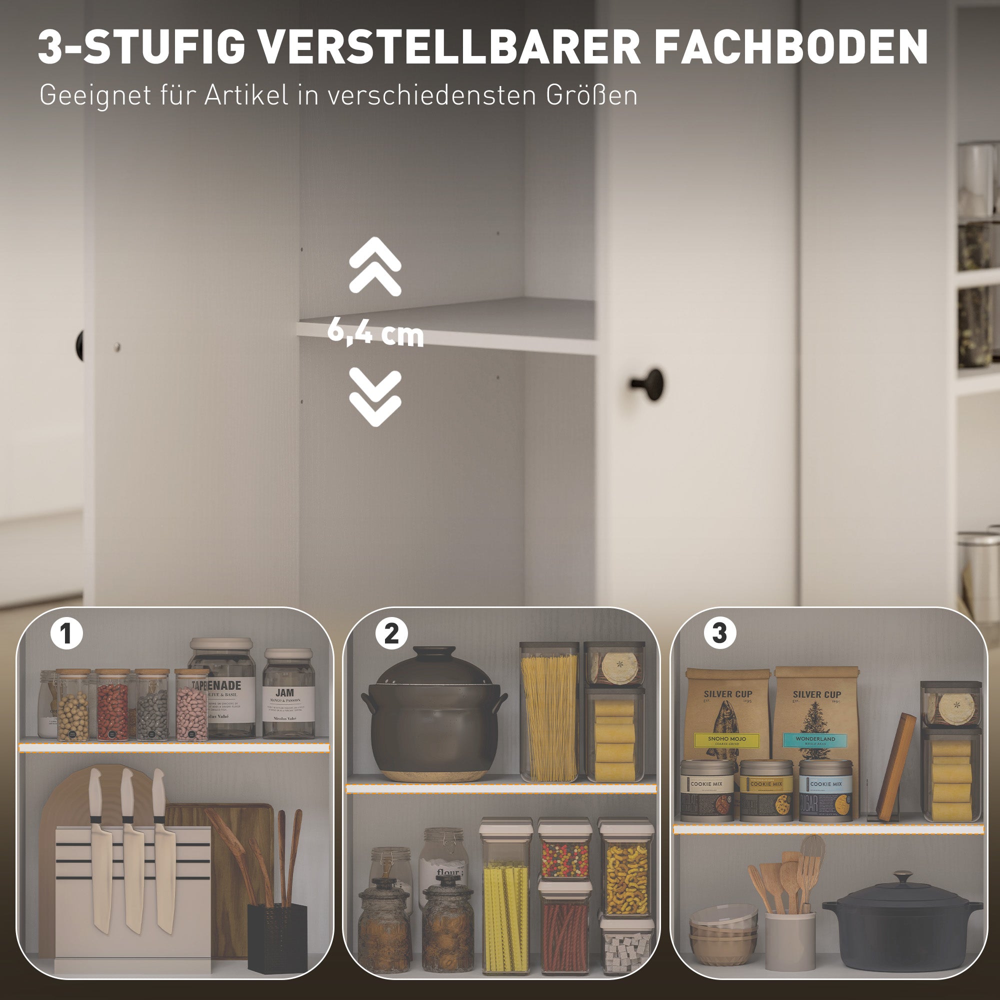 HOMCOM Küchenwagen mit Schublade, Schrankfach, Gewürzregal, Handtuchstange,  82 x 38 x 86,5 cm, Weiß/Eiche