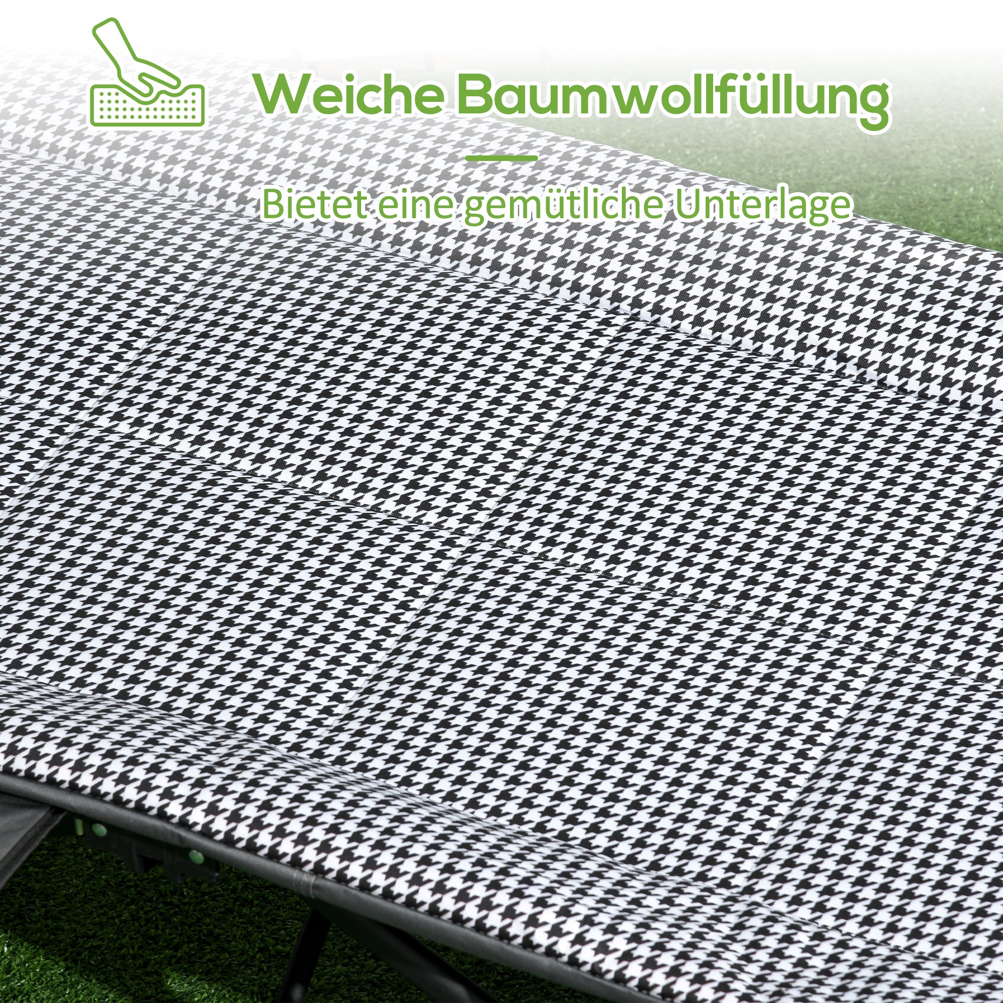 Outsunny Sonnenliege, klappbar, 1 Seitentasche, 1 Getränkehalter, 68 cm x 186 cm x 48 cm, Schwarz + Weiß