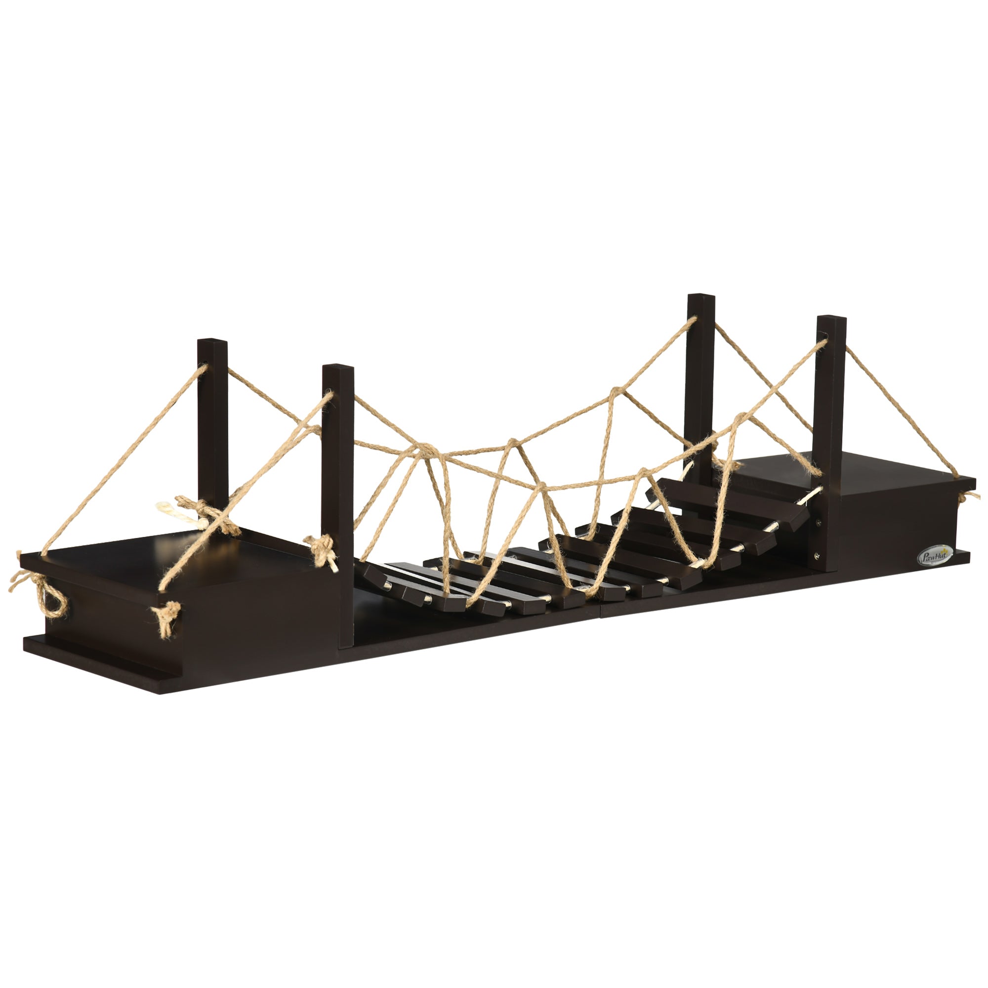 PawHut Katzenregal Brückenform Kletterwand Spielplatz