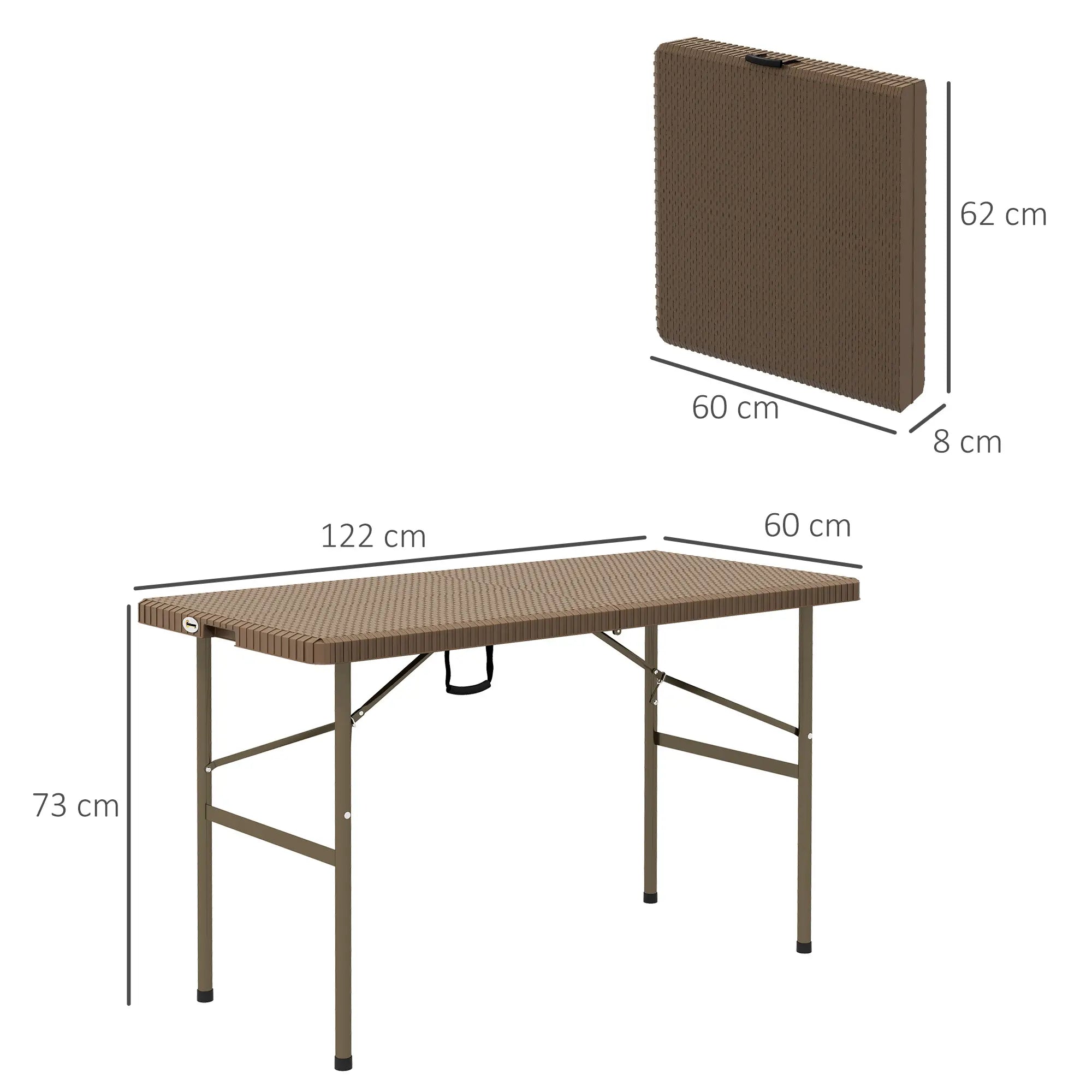 Klapptisch in Rattanoptik für 4 Personen, Braun