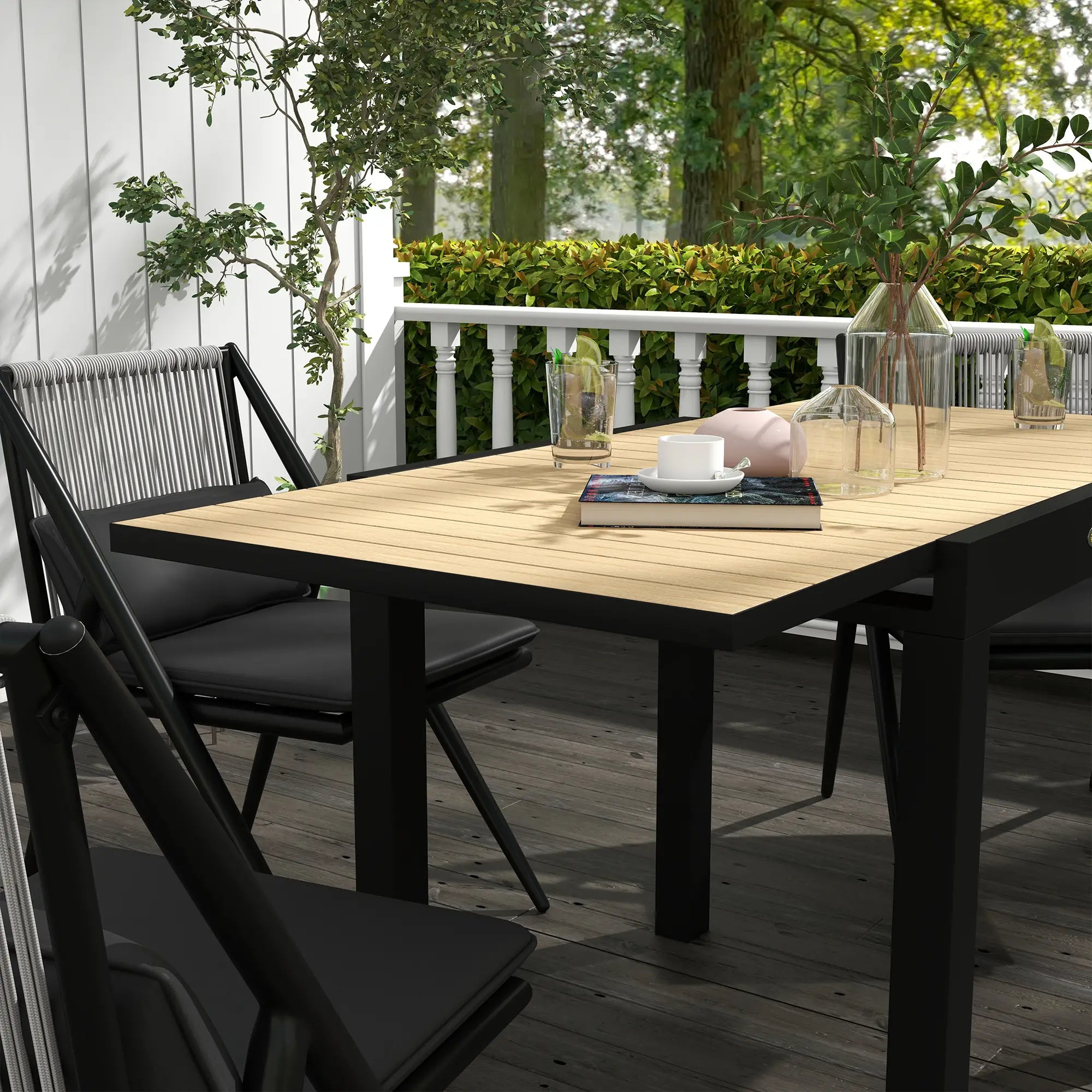 Outsunny Esstisch 81/162×80 cm Gelb