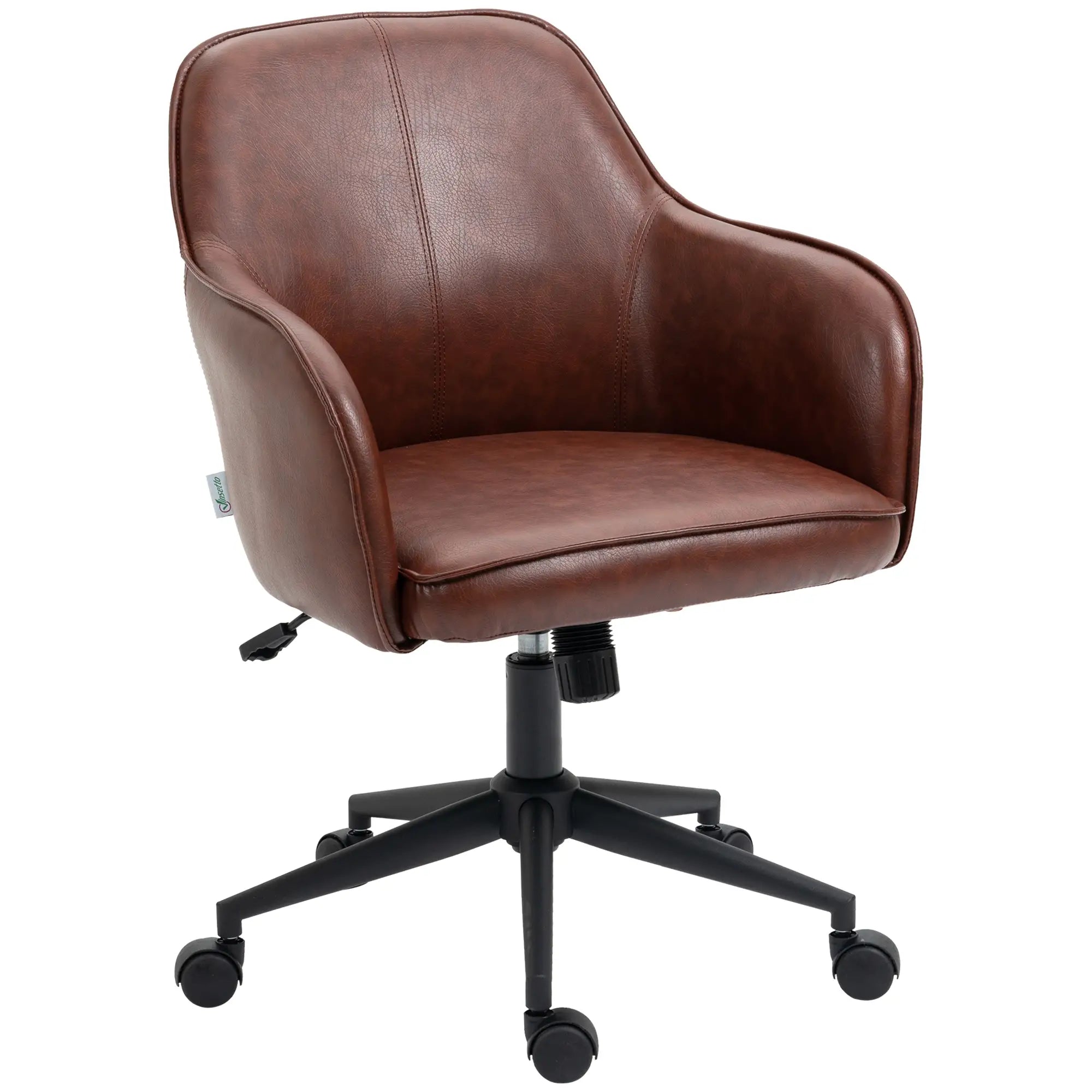 Vinsetto Bürostuhl, höhenverstellbar, Drehfunktion, 58,5 cm x 62 cm x 91 cm, Braun