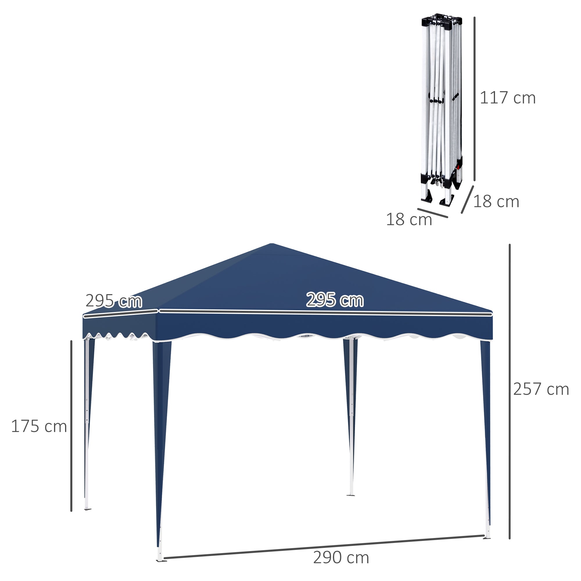 Outsunny Faltpavillon Pavillon 3 x 3 m Gartenpavillon faltbar Partyzelt höhenverstellbar Gartenzelt mit Transporttasche UV-Schutz Stahl Oxford Blau
