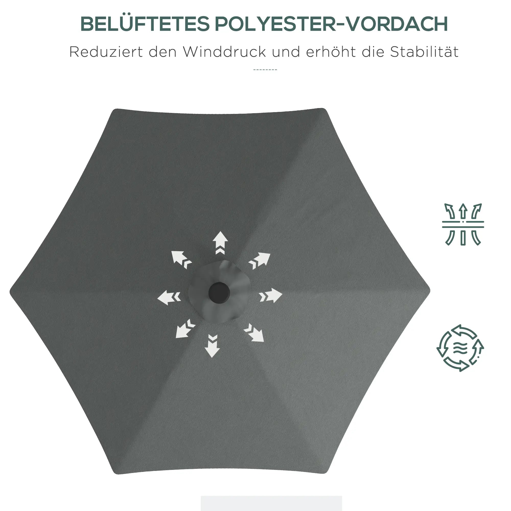 Solar Ampelschirm Ø290?cm mit LED & Schutzhülle, Grau