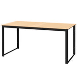 Outsunny Gartentisch für 6 Personen 160 x 80 cm Wetterfest Balkontisch mit Lamellen-Tischplatte, Buffettisch Outdoor Teak, 160cm x 80cm x 75cm