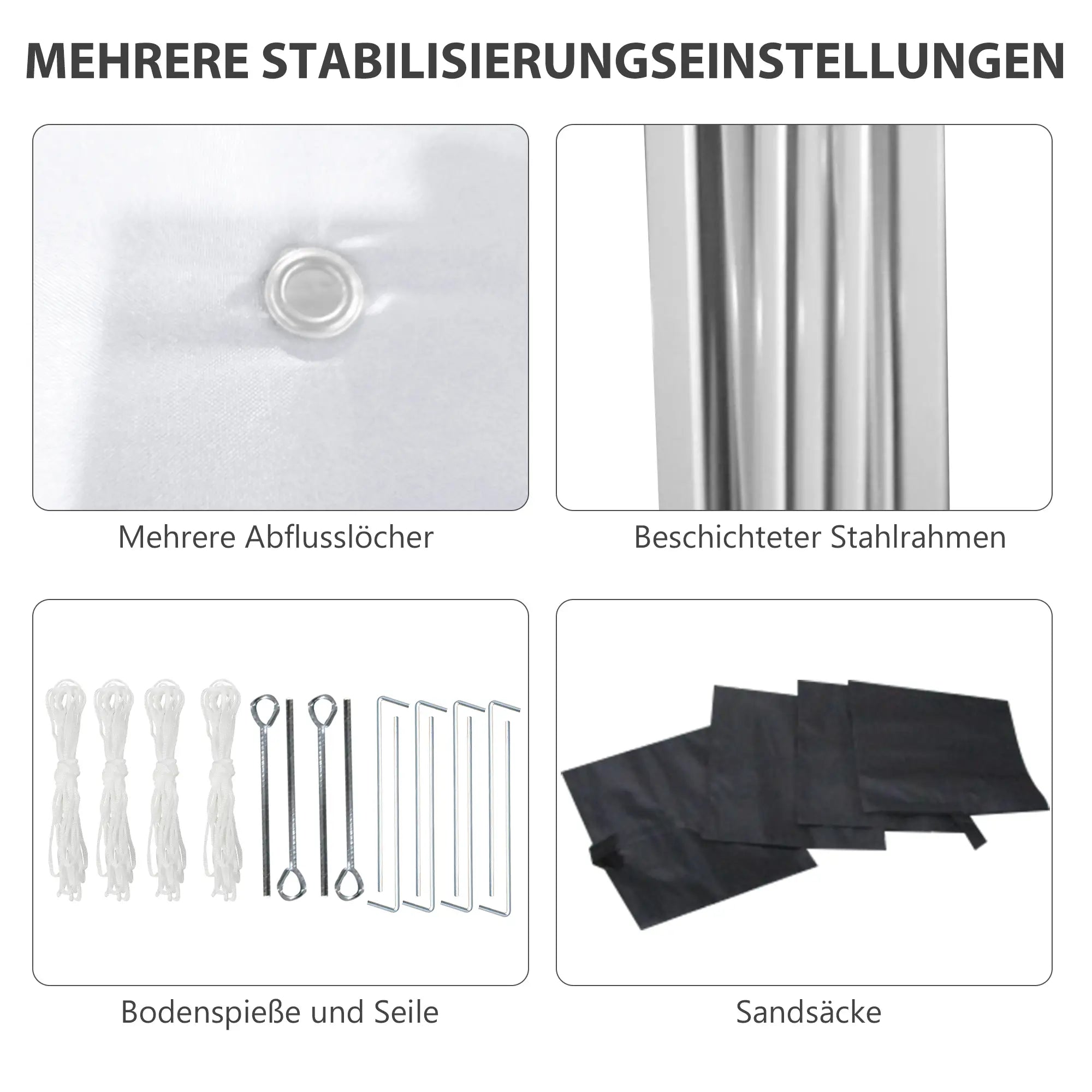 Outsunny Faltpavillon höhenverstellbar UV30+ mit Seitenwänden