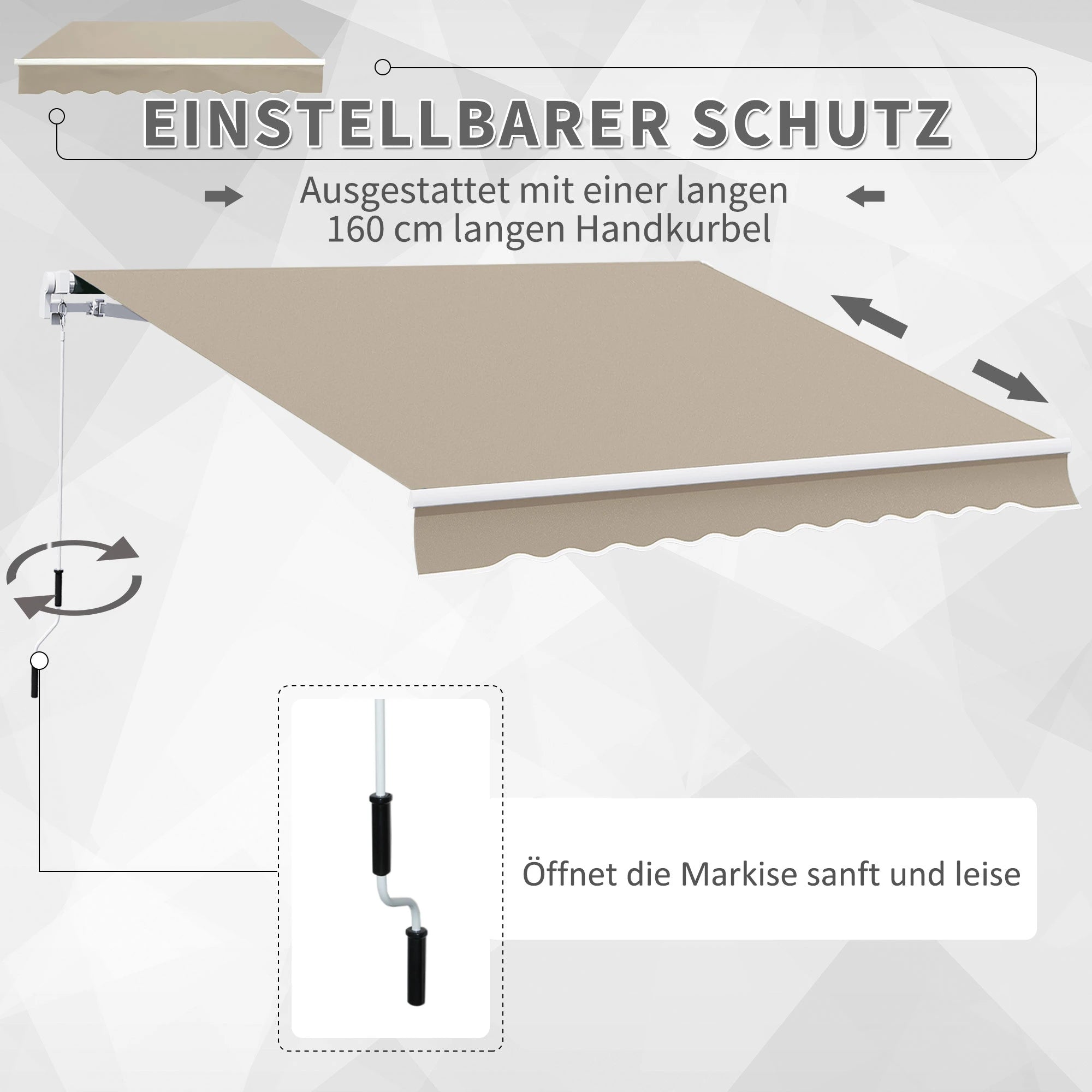 Outsunny Gelenkarmmarkise Sonnenschutz Handkurbel Aluminium