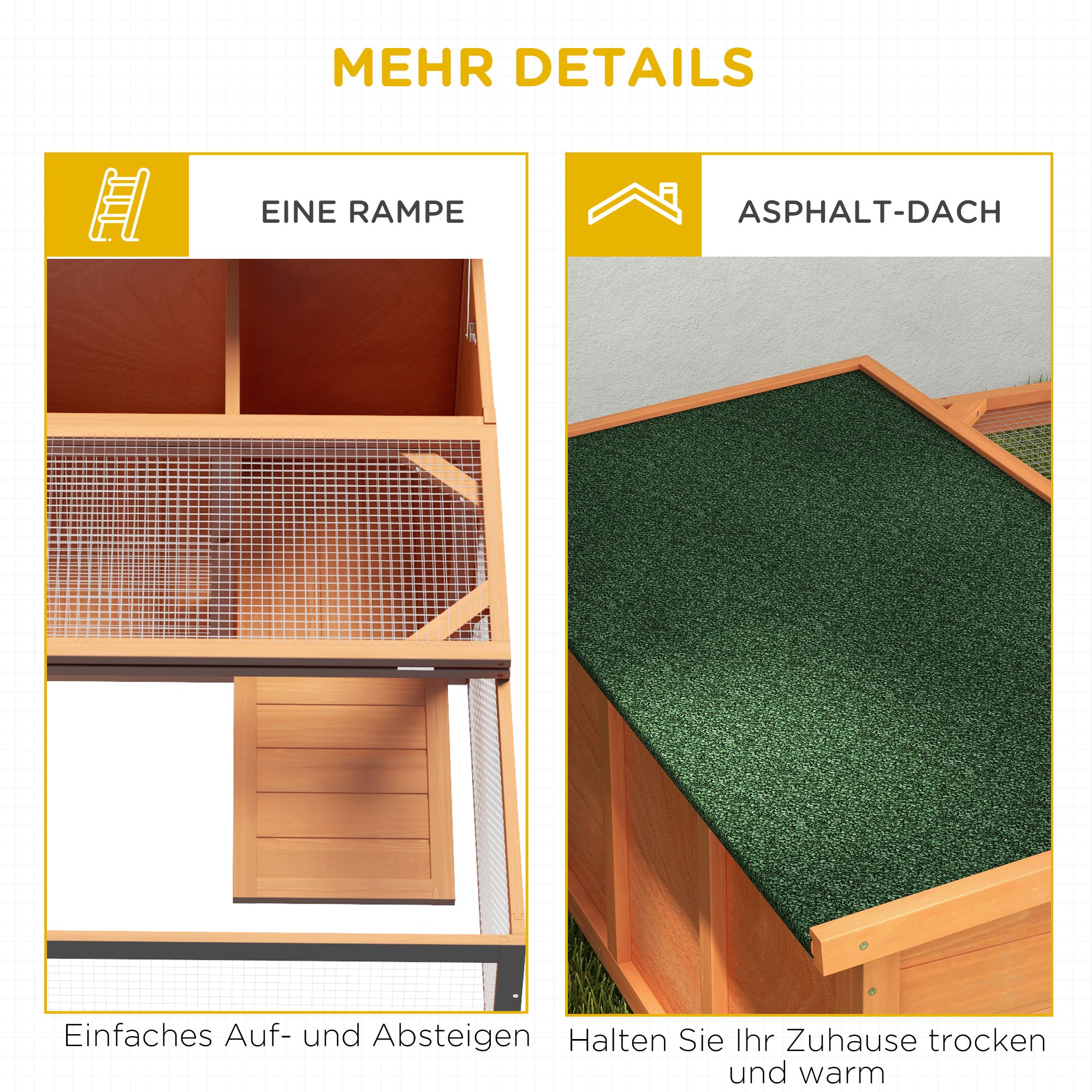 PawHut Kleintierstall mit Freigehege, herausnehmbare Bodenwanne, wetterbeständig, 125,5 cm x 100 c x 49 cm Grün + Natur