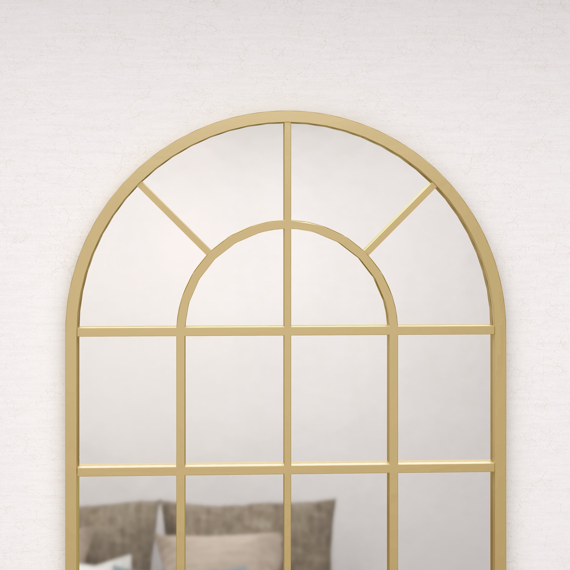 HOMCOM Wandspiegel, Fenster-Design, Flurspiegel, Metallrahmen, 110 x 65 cm, Gold