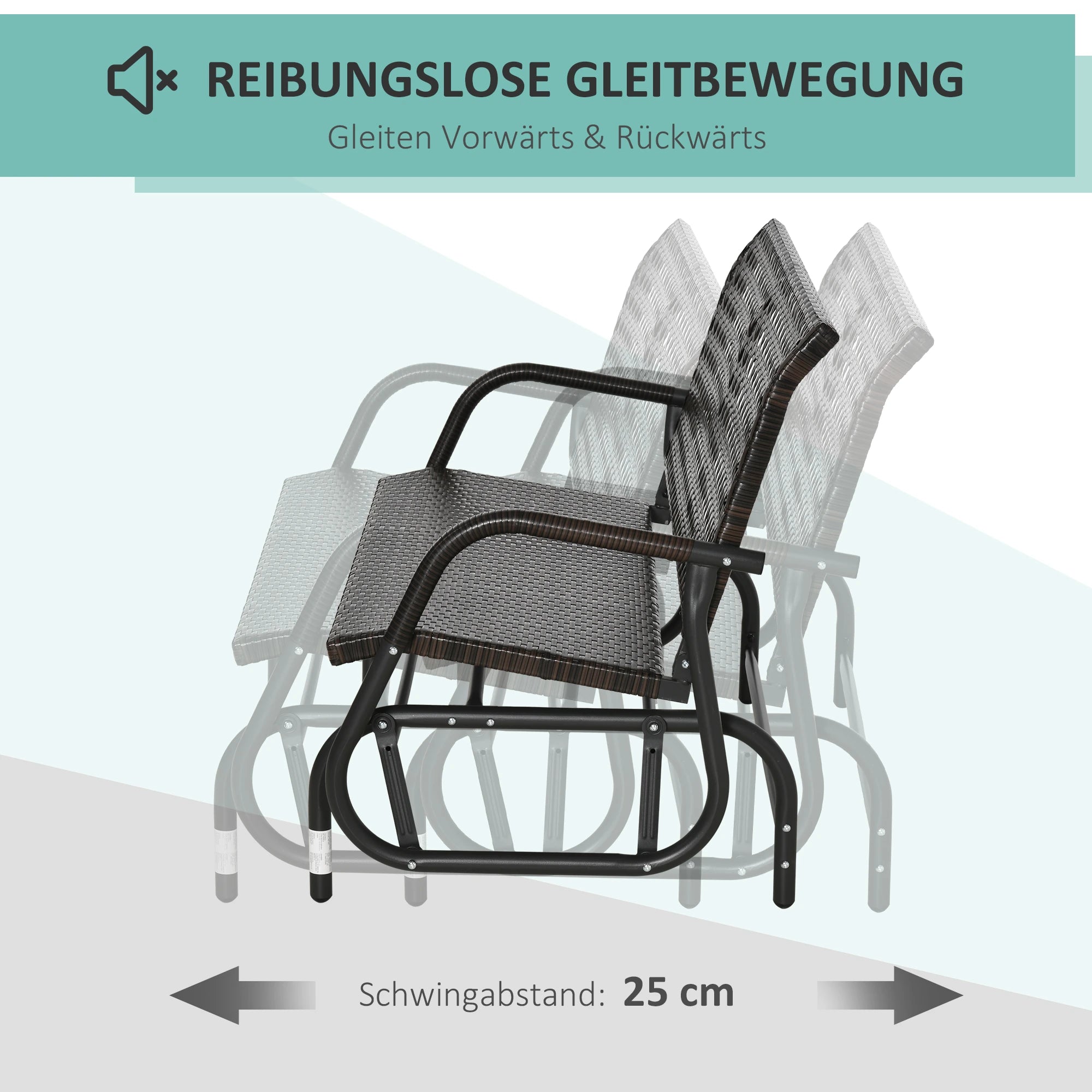 Outsunny Polyrattan Schaukelbank 2-Sitzer Braun