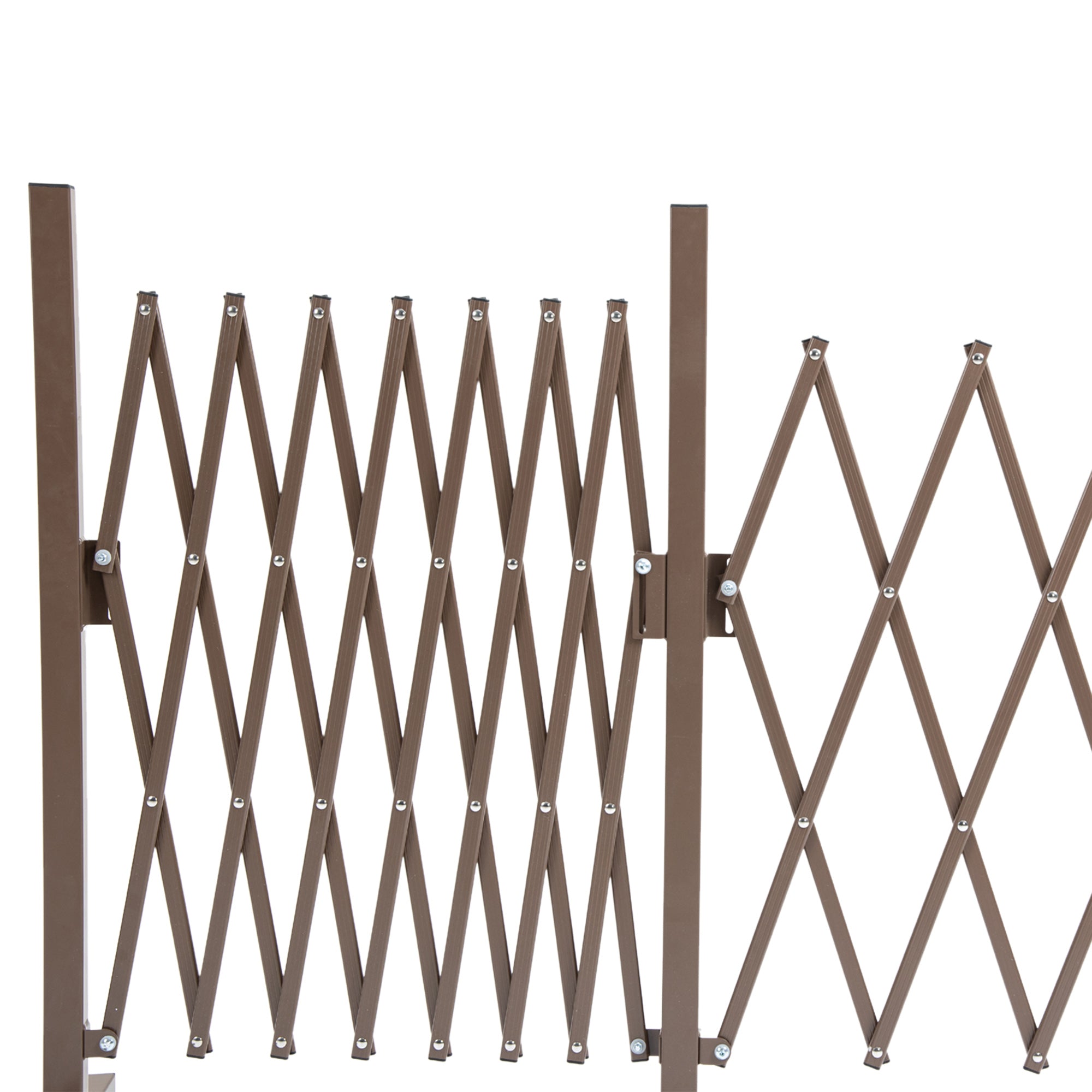 Outsunny Scherengitter Absperrgitter Scherensperre ausziehbar 52-405cm Garten Alu Braun H103,5cm