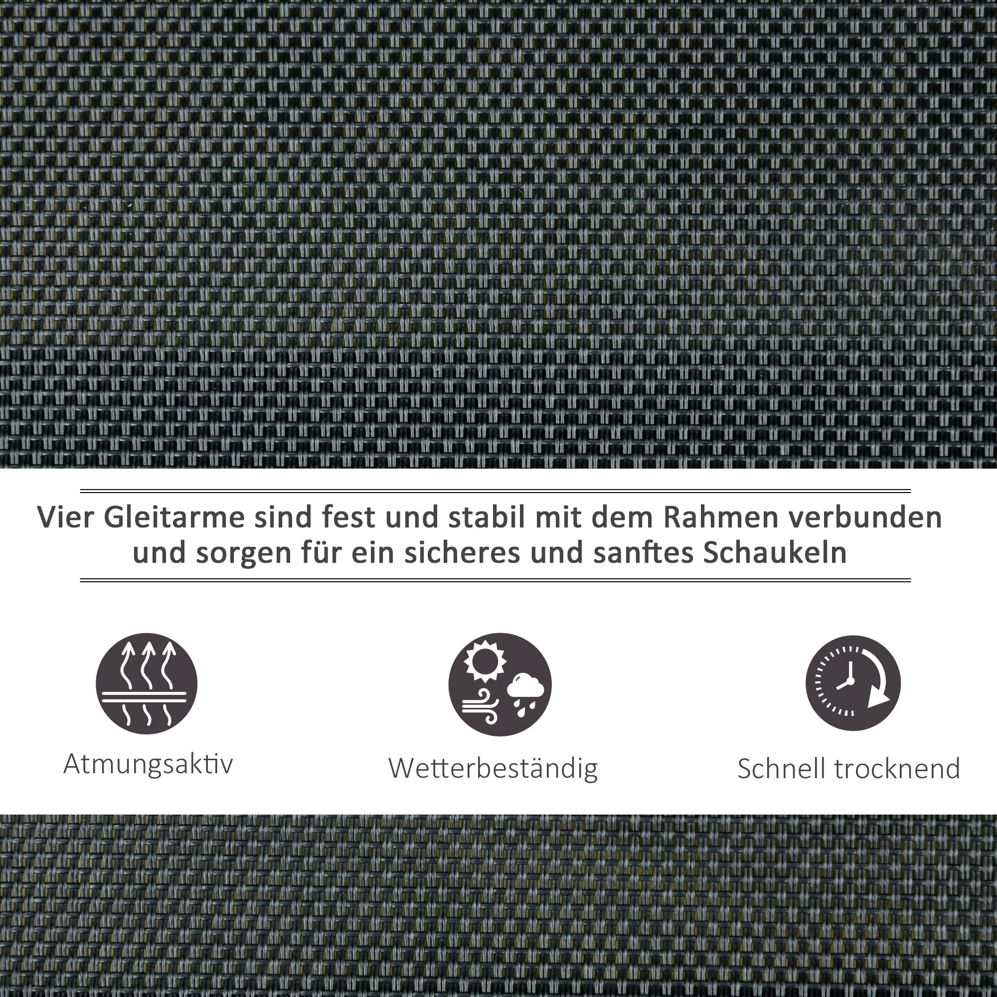 Outsunny 3-Sitzer Schaukelstuhl Gartenbank mit Schaukelmechanismus Gartenschaukel Sitzbank aus Metall Parkbank bis 300 kg belastbar Gartenmöbel für Garten, Terrasse, 147 x 70 x 85 cm Dunkelgrau